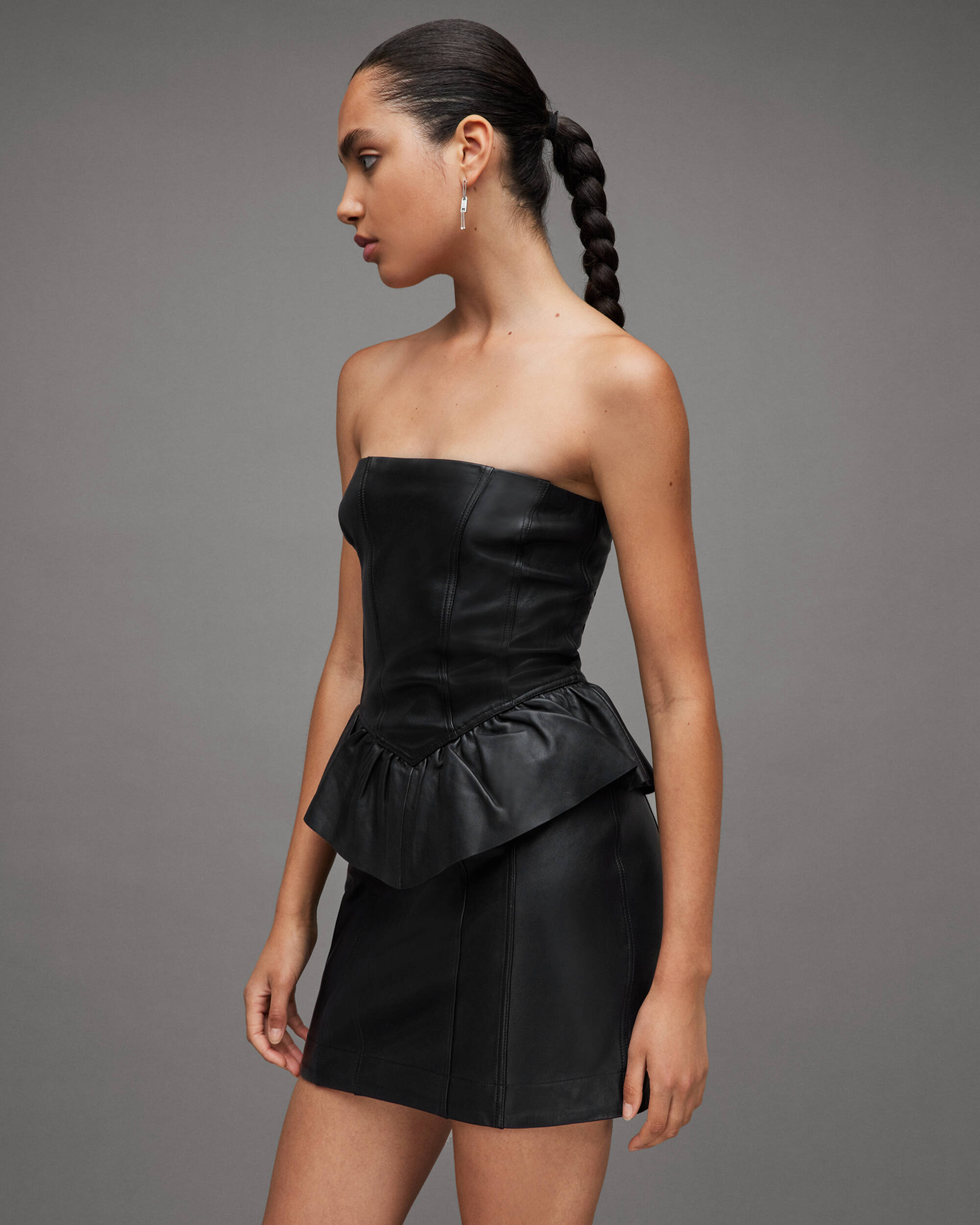 Cassie Leather Ruffle Mini Dress  large image number 2