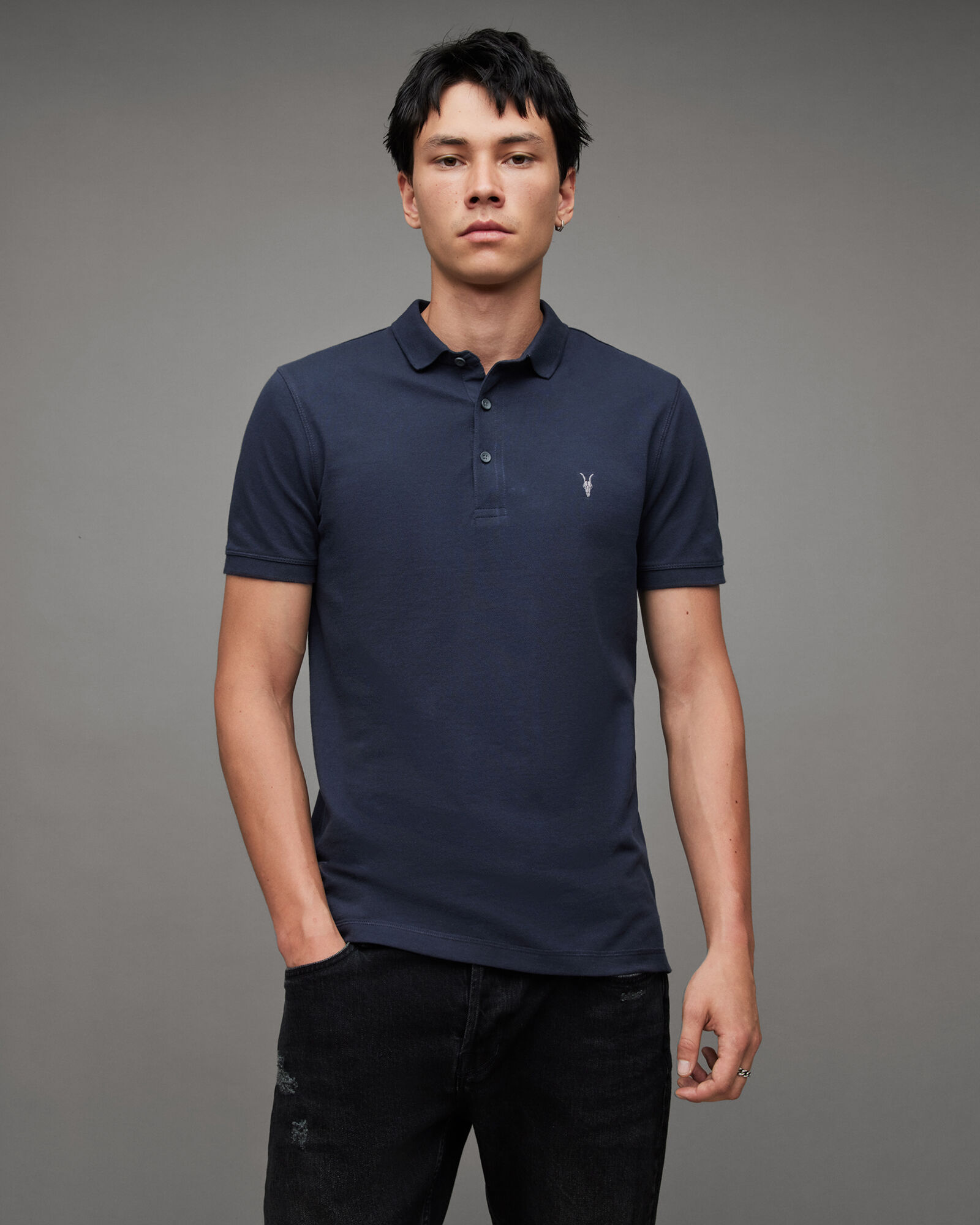 Reform Short Sleeve Polo Shirt CADET BLUE | ALLSAINTS