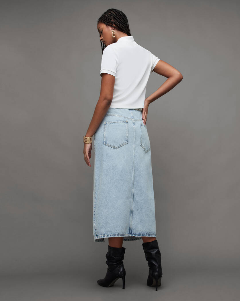 Honor Frayed Waistband Maxi Denim Skirt  large image number 6