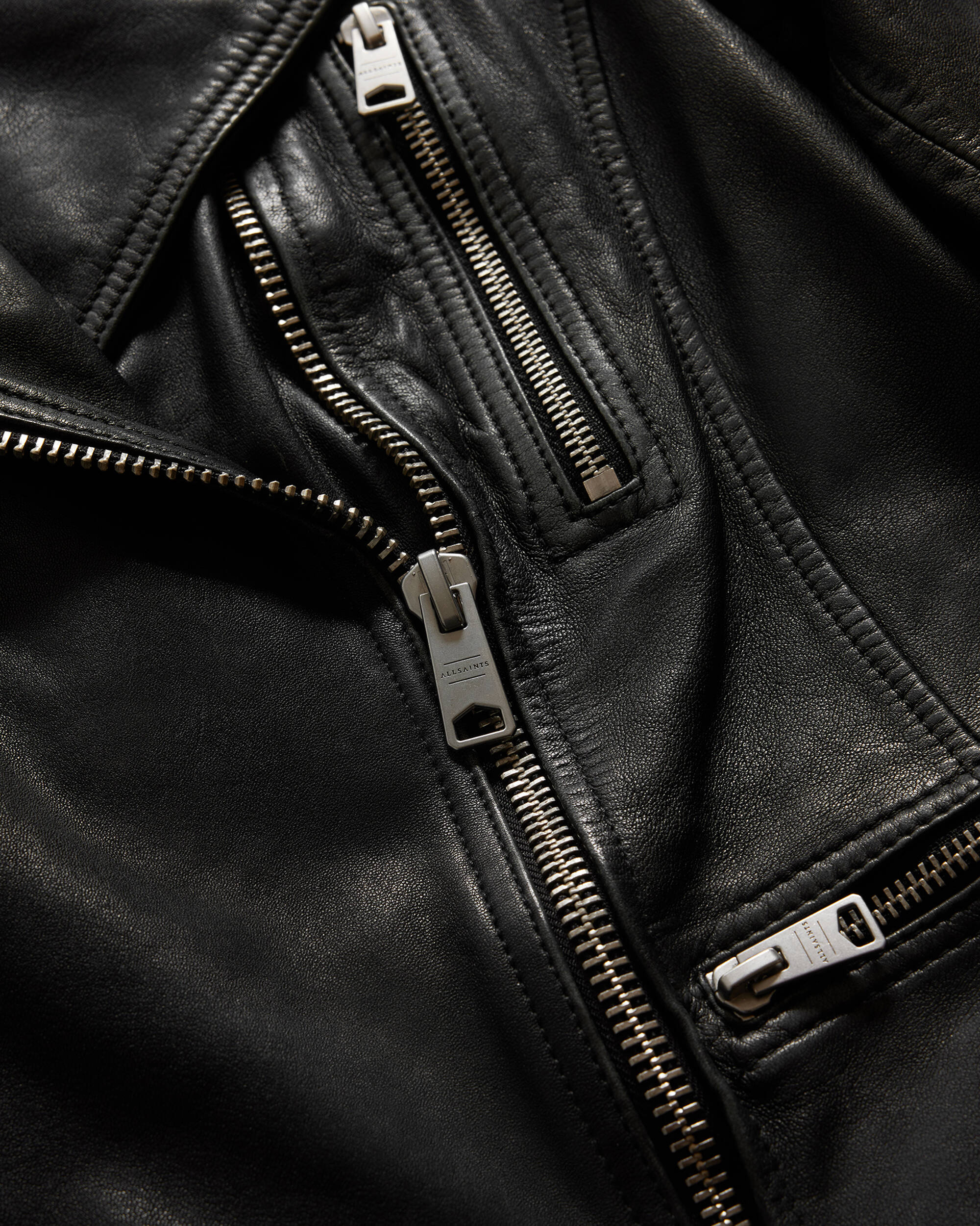 Cargo Distressed Leather Biker Jacket  large image number 9