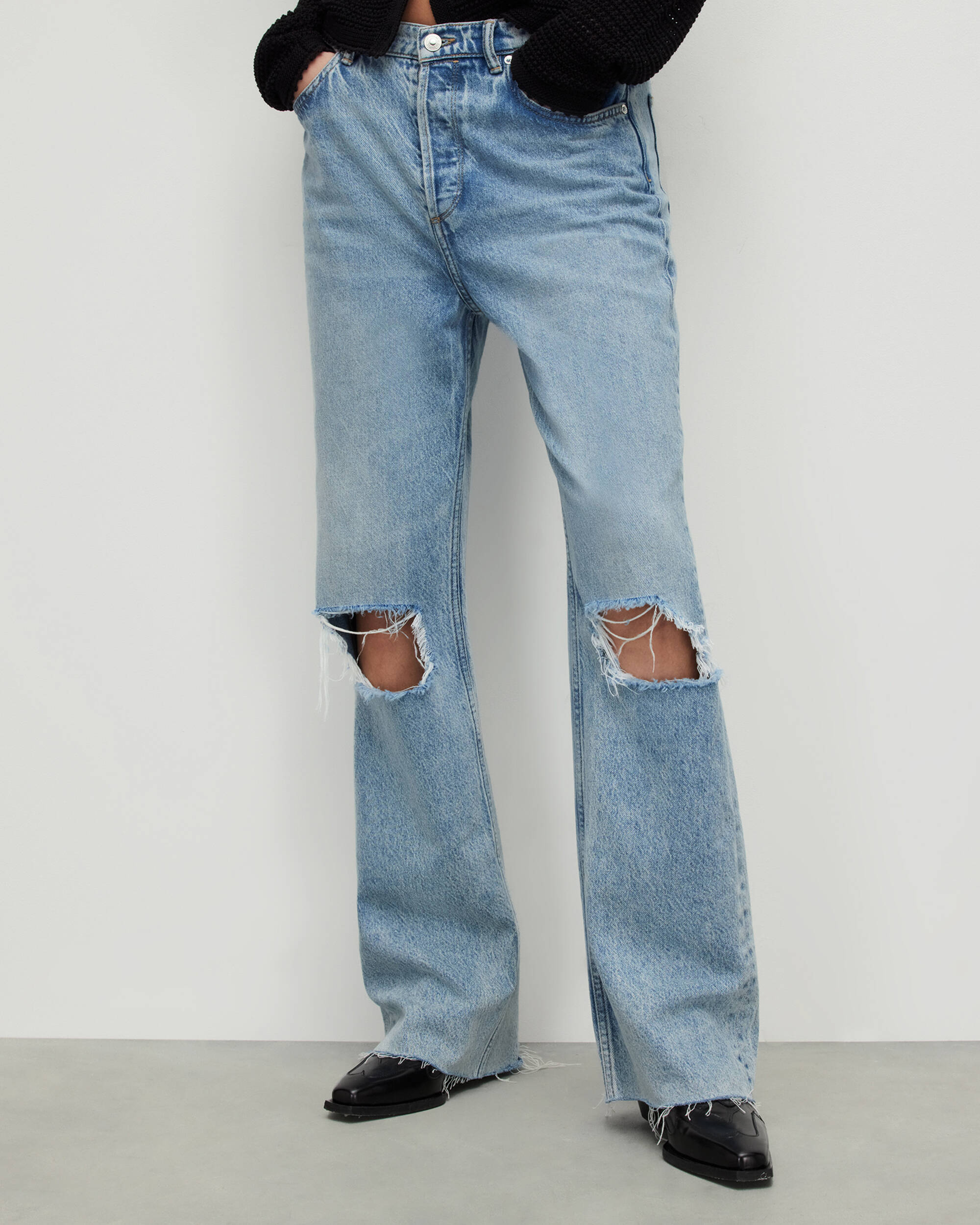 Wendel Wide Leg Distressed Denim Jeans  large image number 2
