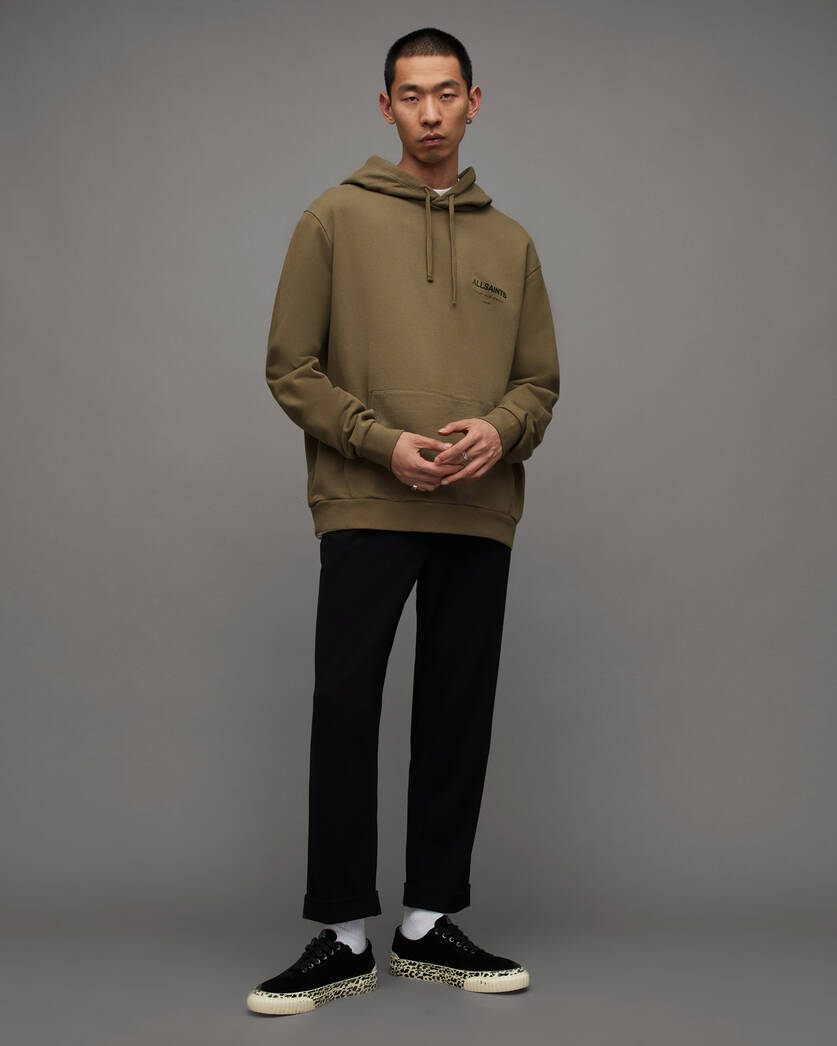 Underground Relaxed Fit Pullover Hoodie ASH KHAKI BROWN | ALLSAINTS