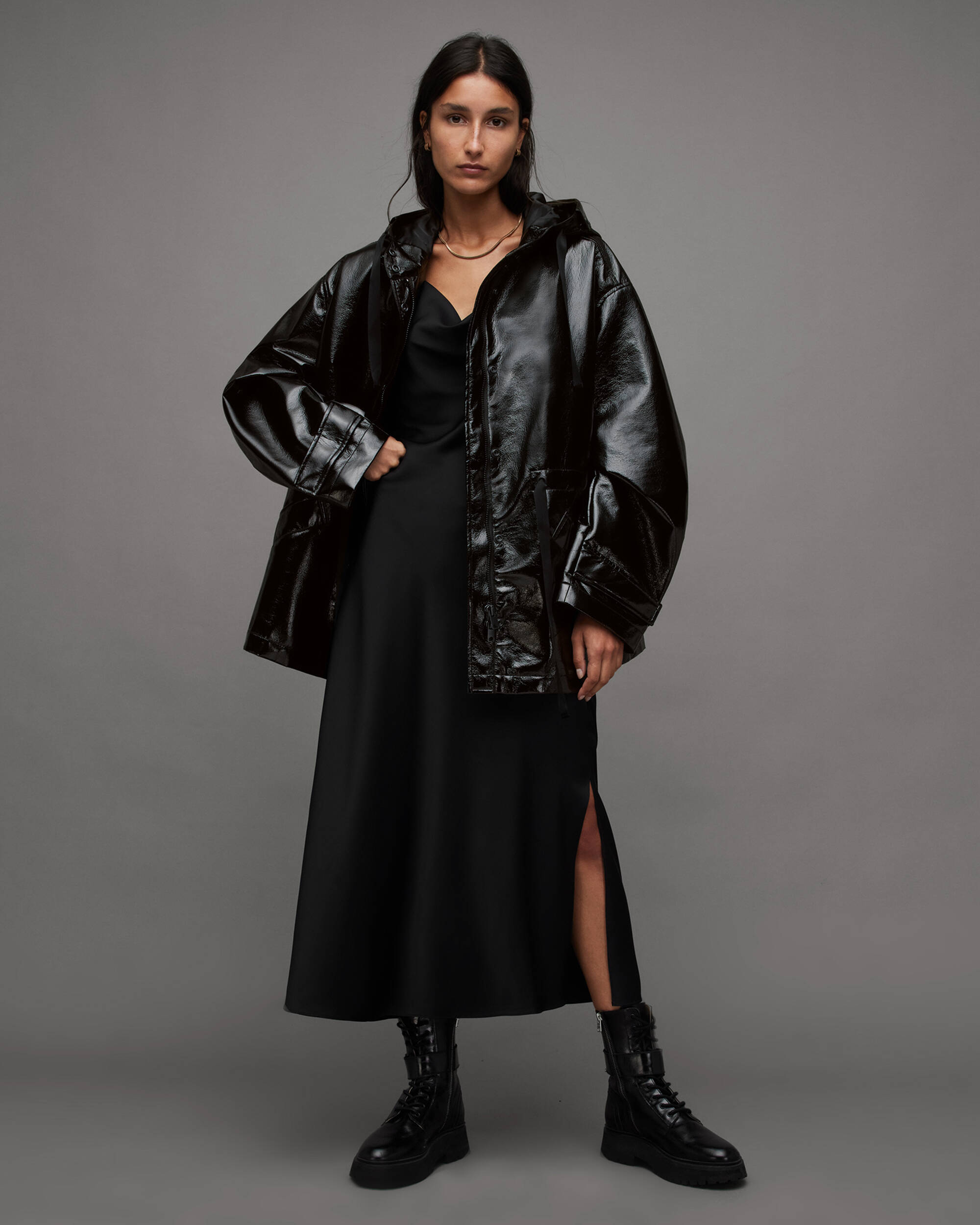 allsaints.com | Kelsie Shine Oversized Jacket