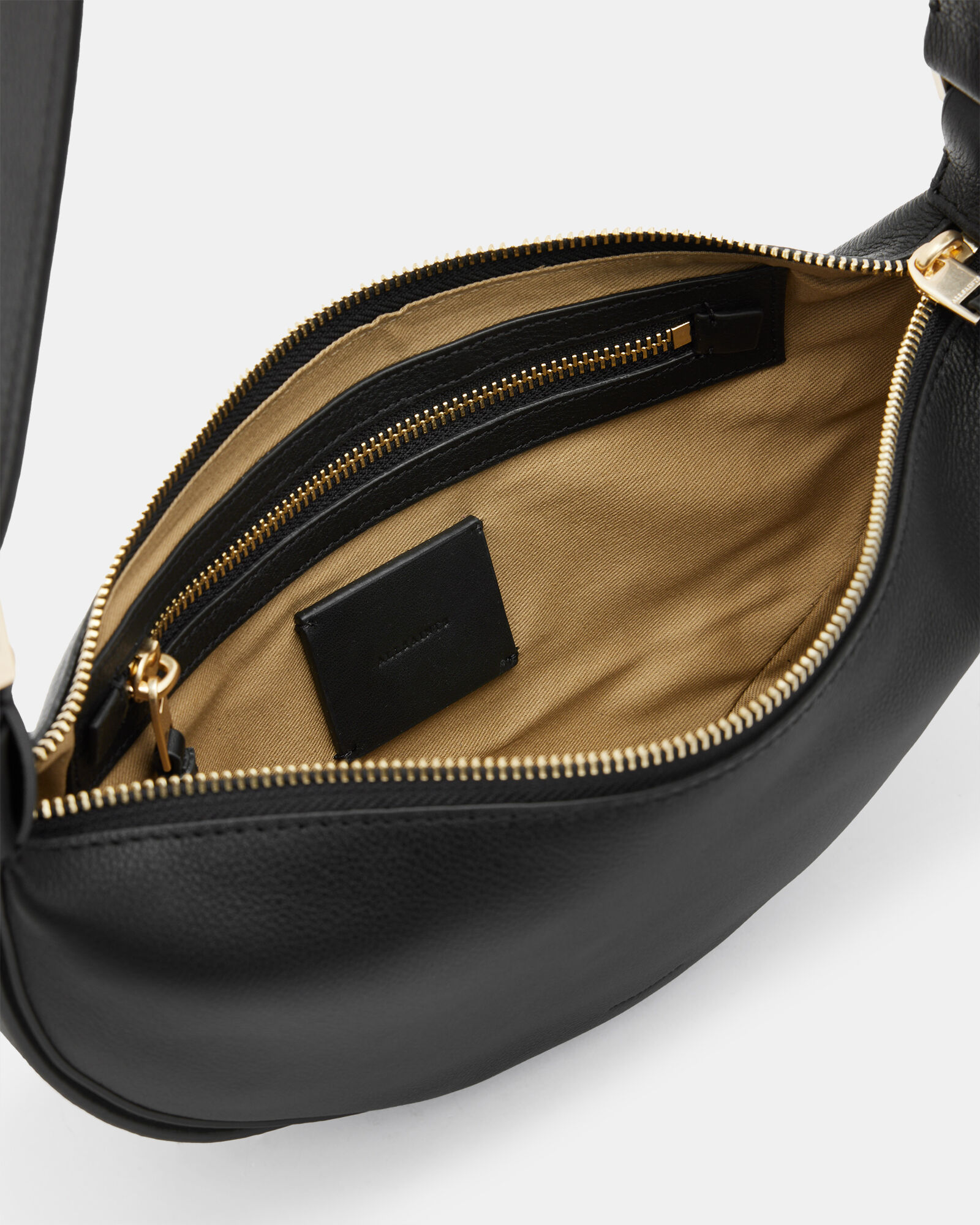 Half Moon Leather Crossbody Bag Black ALLSAINTS