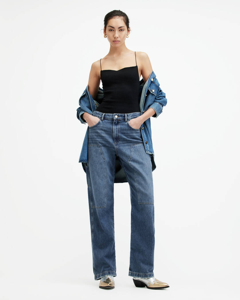 Mia Carpenter Wide Leg Denim Jeans  large image number 1