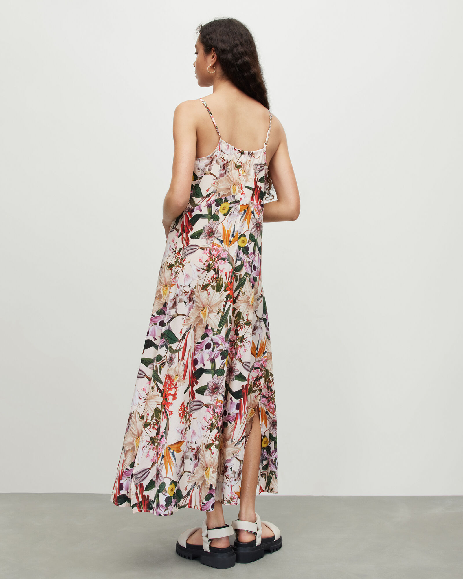 Essie Leondra Floral Maxi Slip Dress PEARL WHITE MULTI | ALLSAINTS