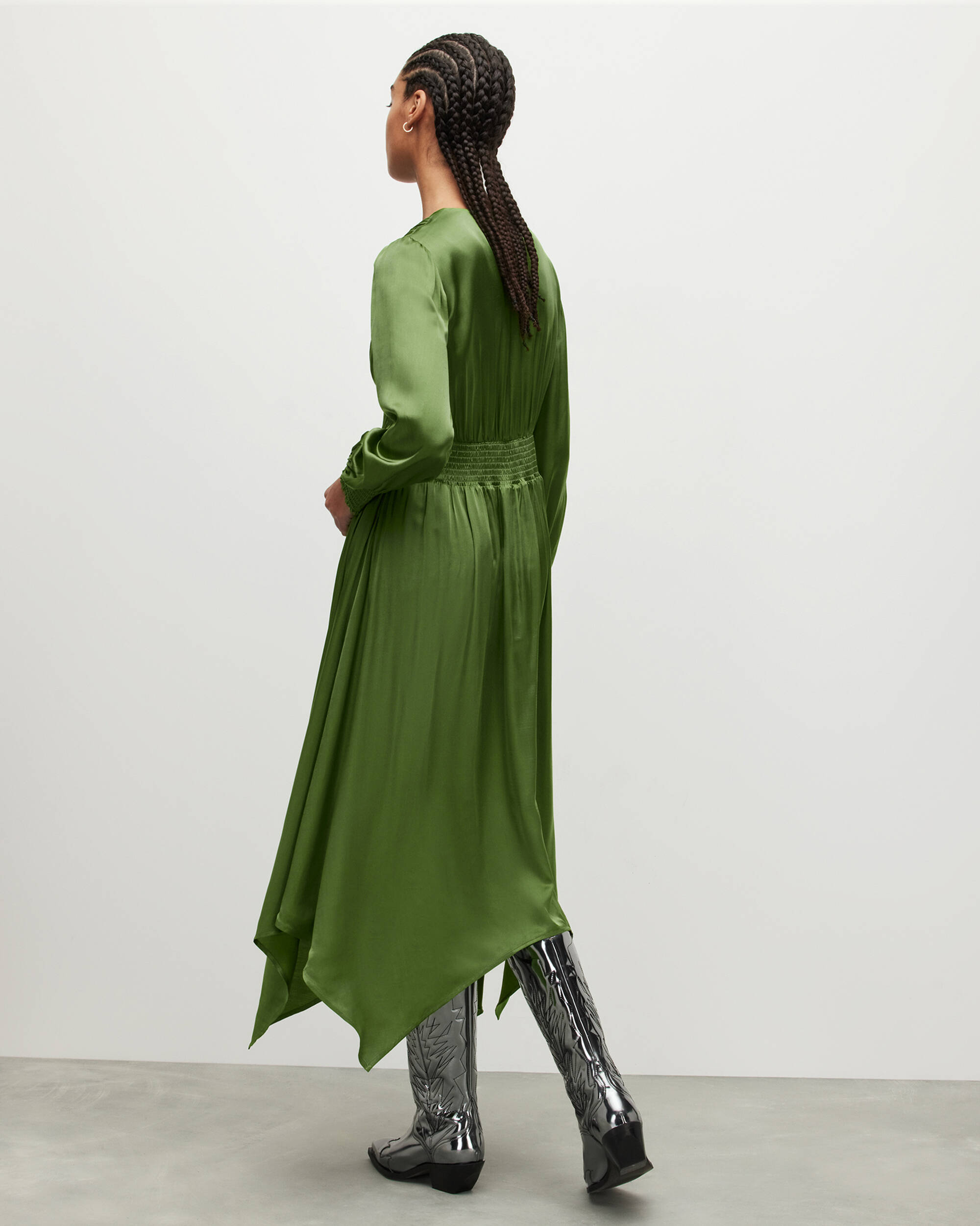 Estelle Silk Blend Asymmetric Midi Dress  large image number 6