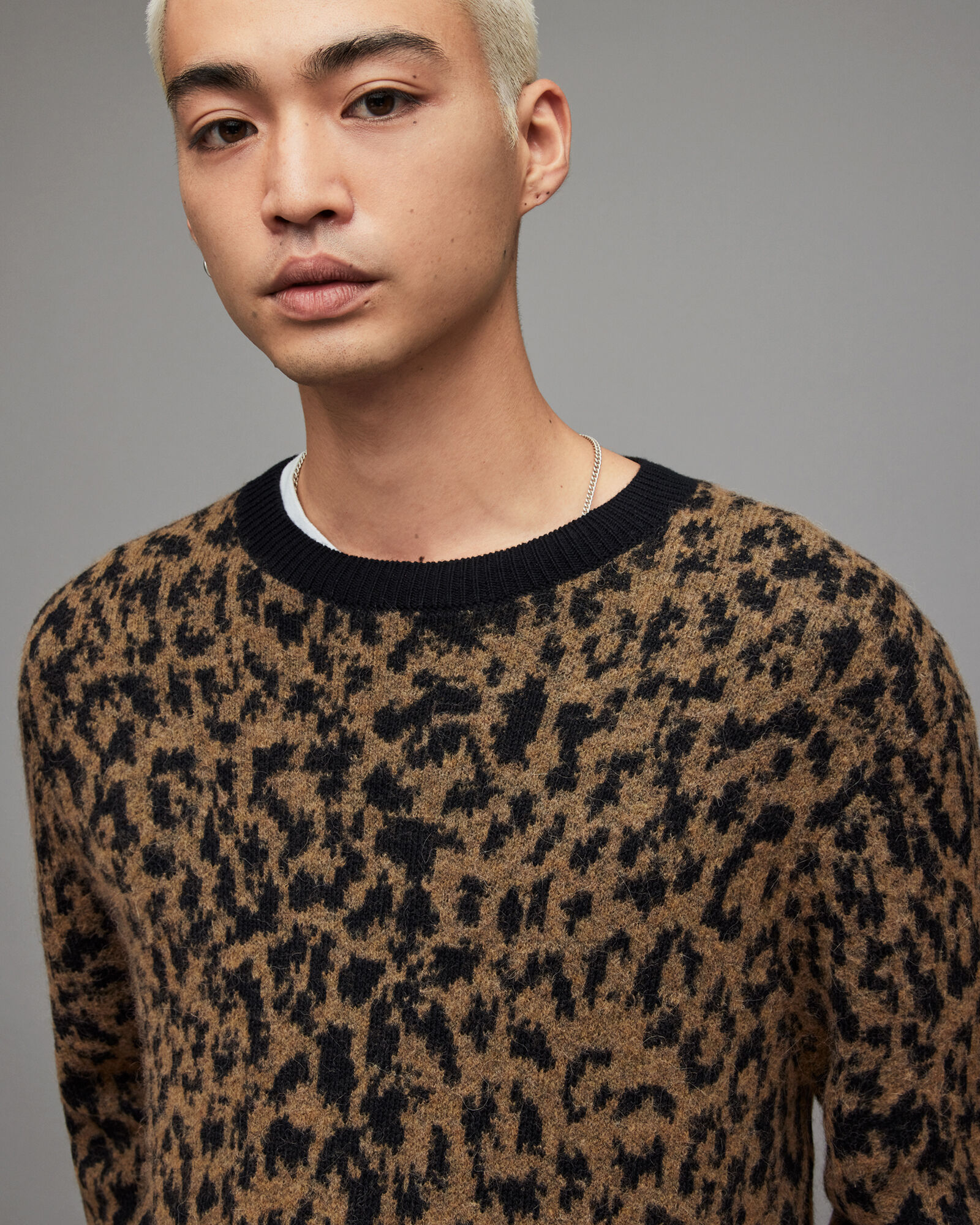 Catt Leopard Crew Jumper YEW BROWN 