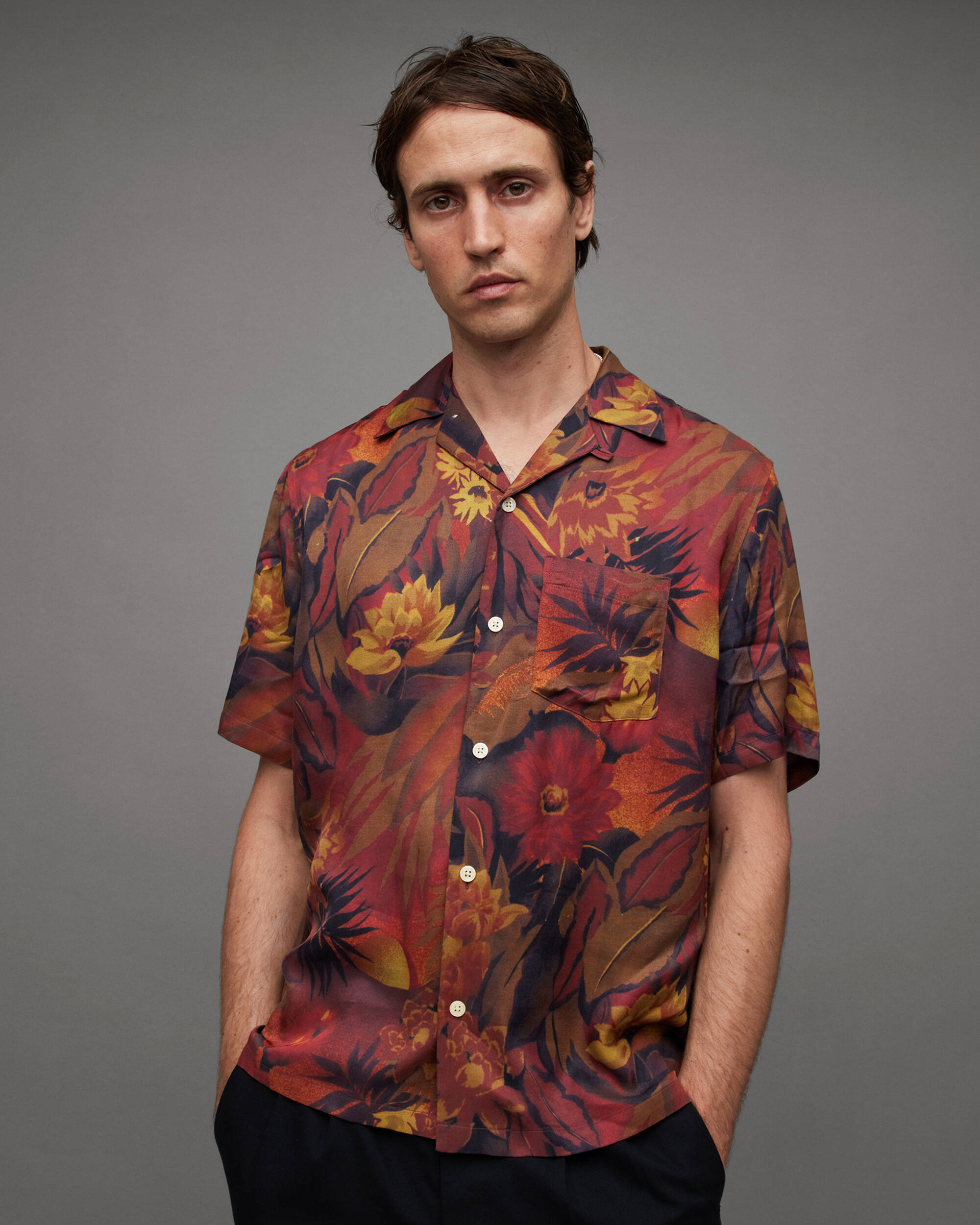 Gozo Tropical Print Relaxed Fit Shirt  large image number 1