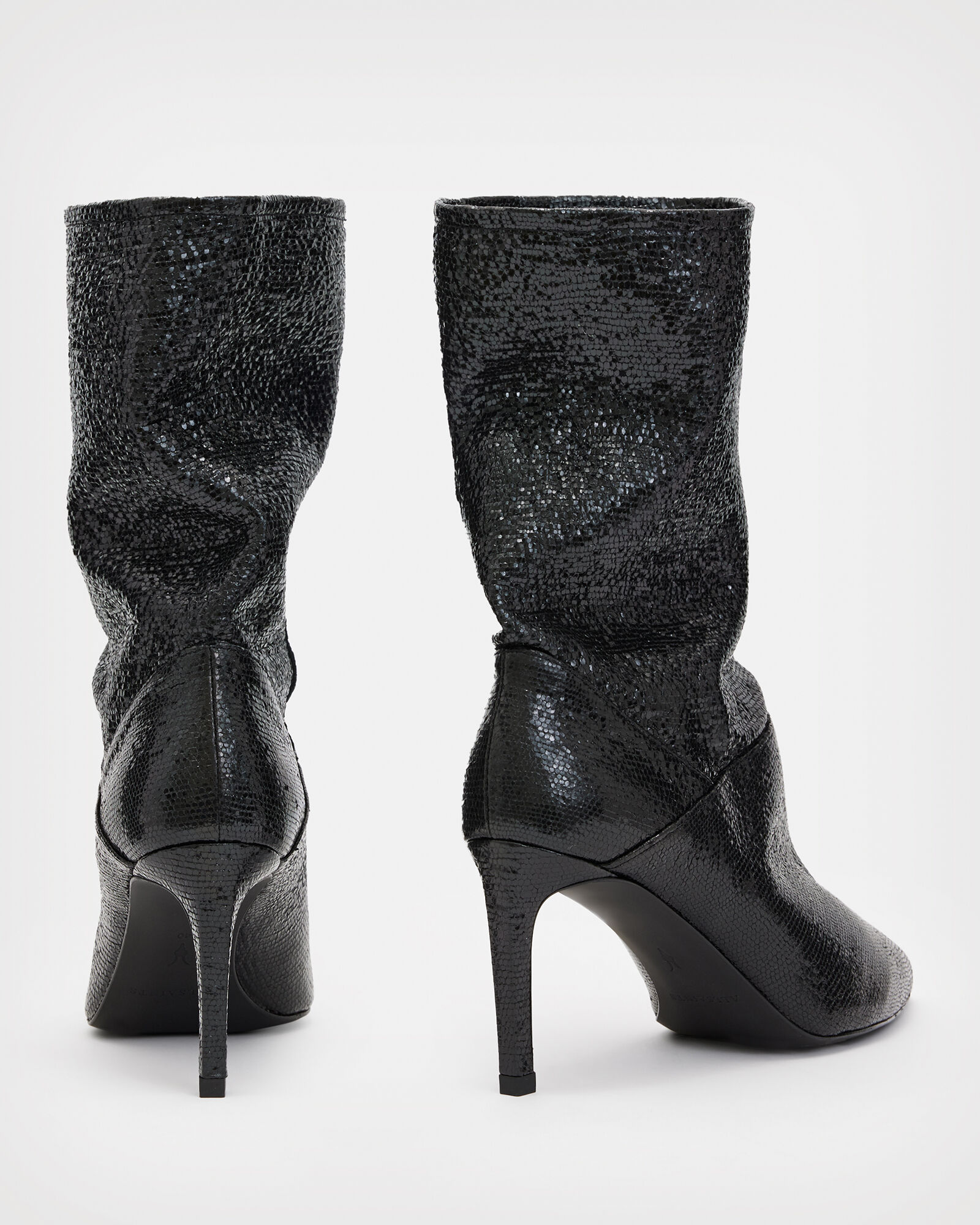Orlana Shimmer Leather Boots METALLIC BLACK ALLSAINTS