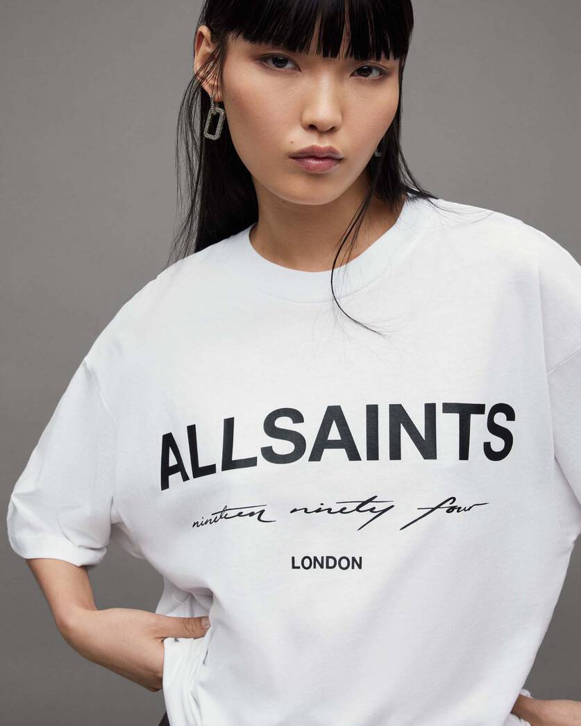Helis Oversized Logo Carlie T-Shirt White | ALLSAINTS