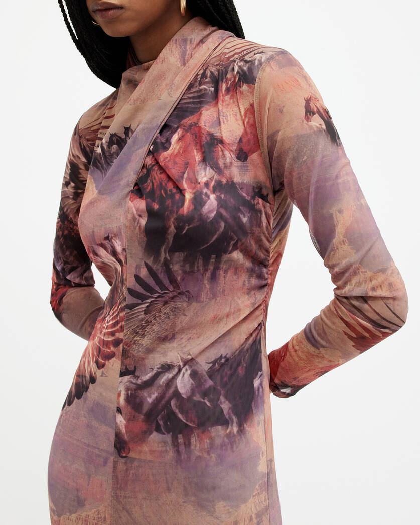 Tia Colca Mesh Printed Midi Dress  large image number 2