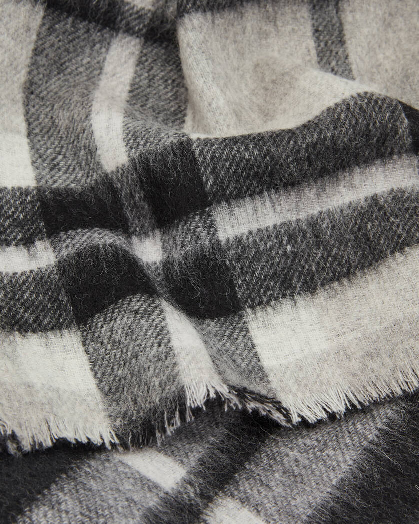 Jane Reversible Check Wool Ruana Scarf  large image number 6
