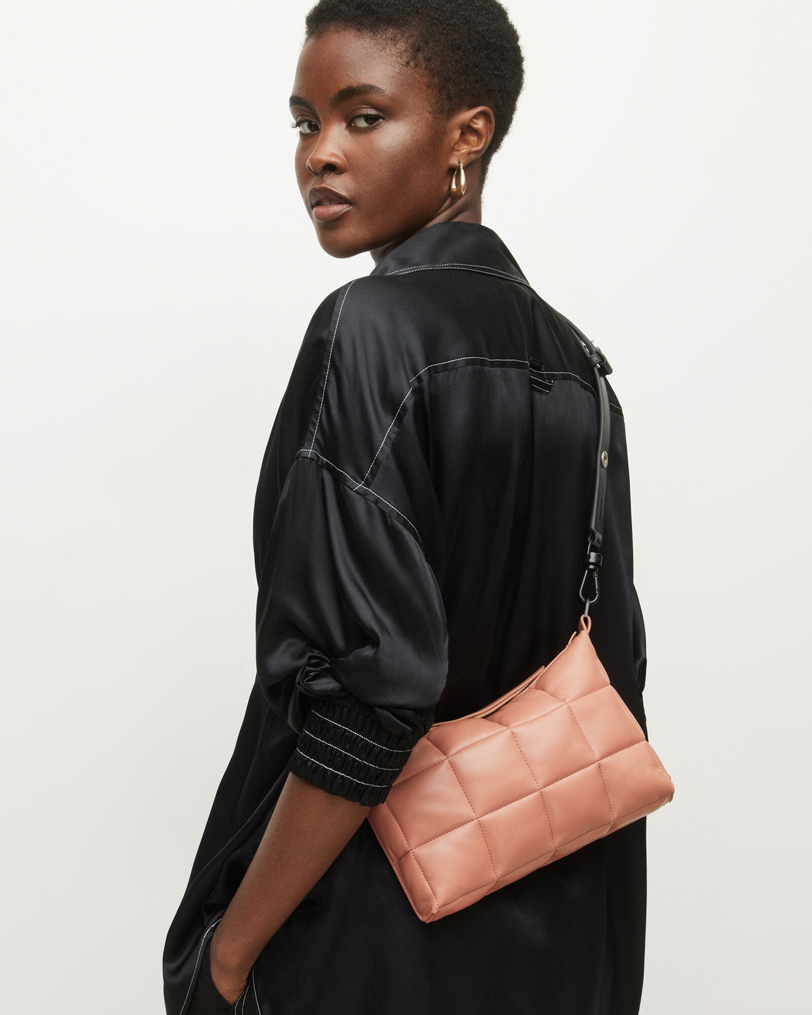 Eve Leather Quilted Crossbody Bag ELASTO PINK ALLSAINTS