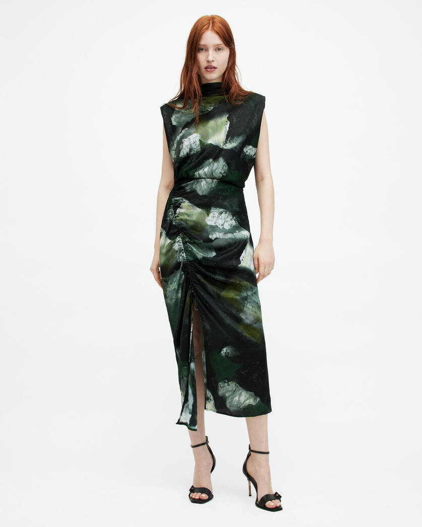 Isa Silk Blend Camo Print Midi Dress  large image number 3