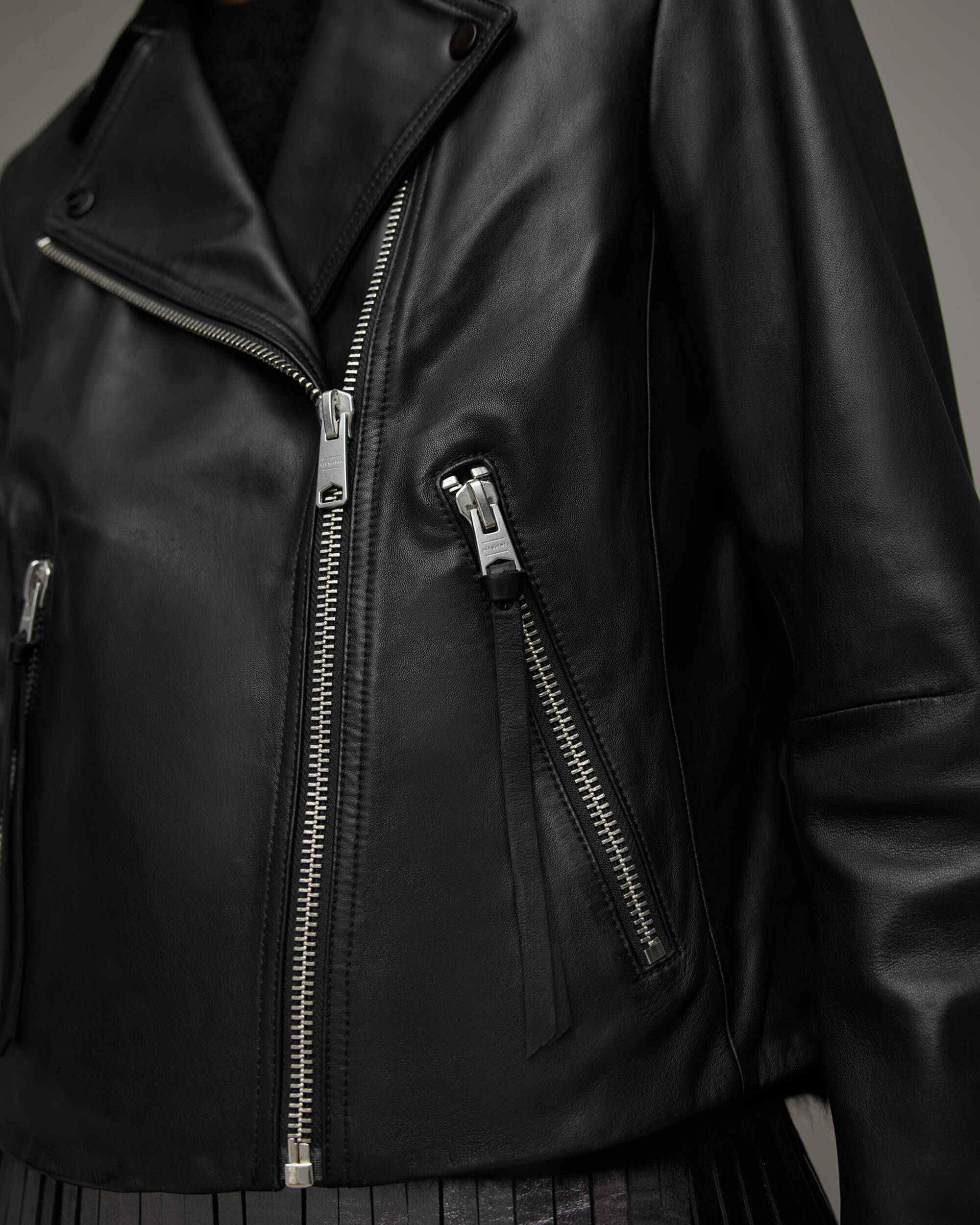 Dalby Slim Fit Leather Biker Jacket  large image number 2