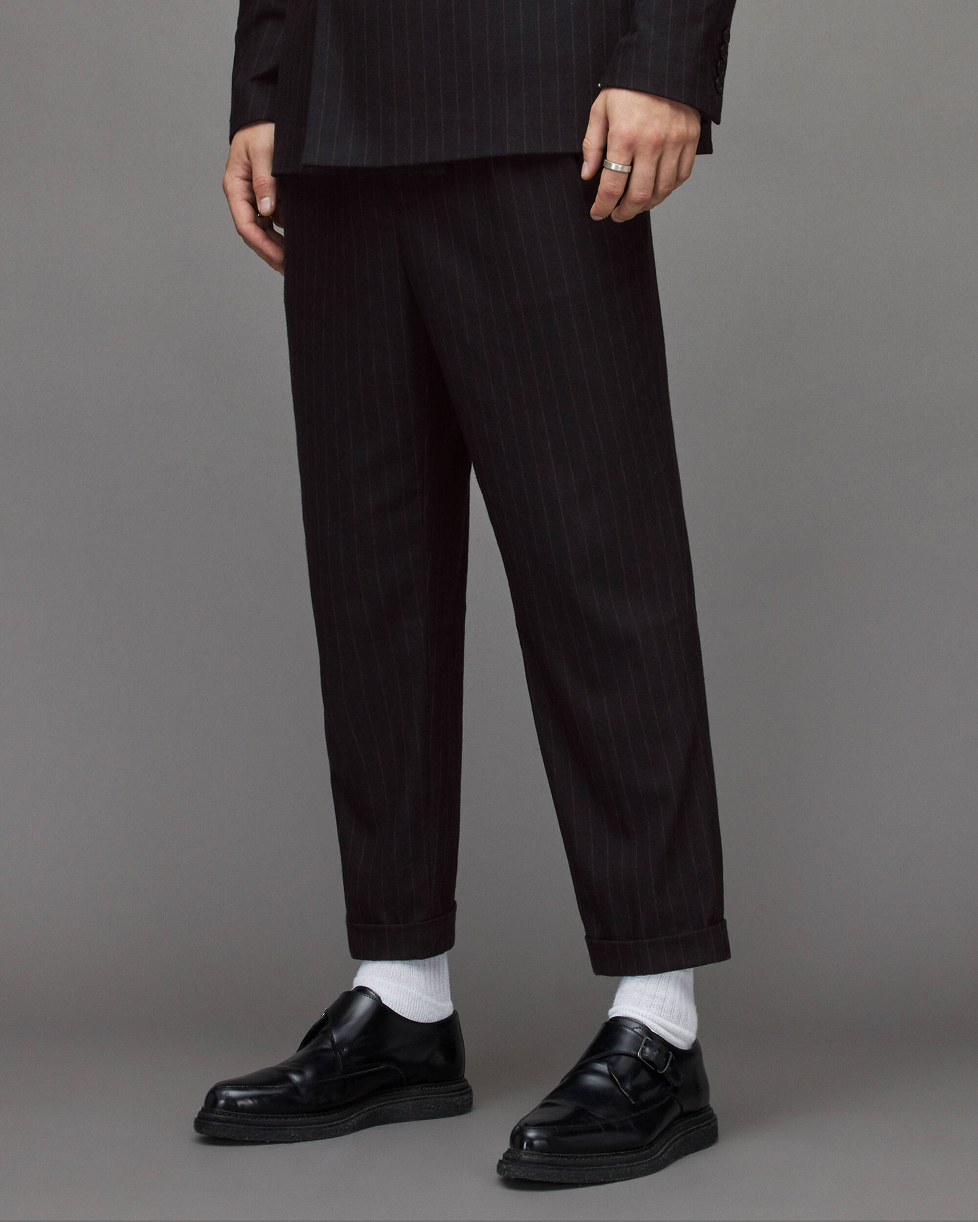 Blues Cropped Pinstriped Trousers  large image number 2