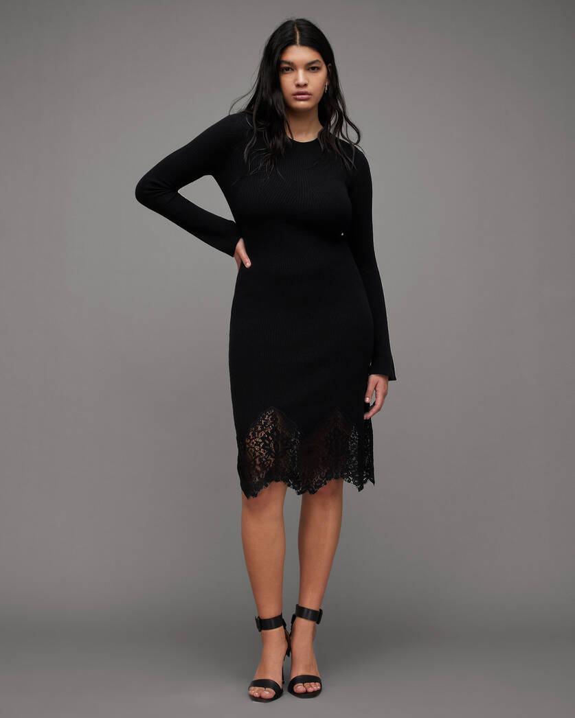 Milly Wool Cashmere Mix Lace Mini Dress  large image number 2