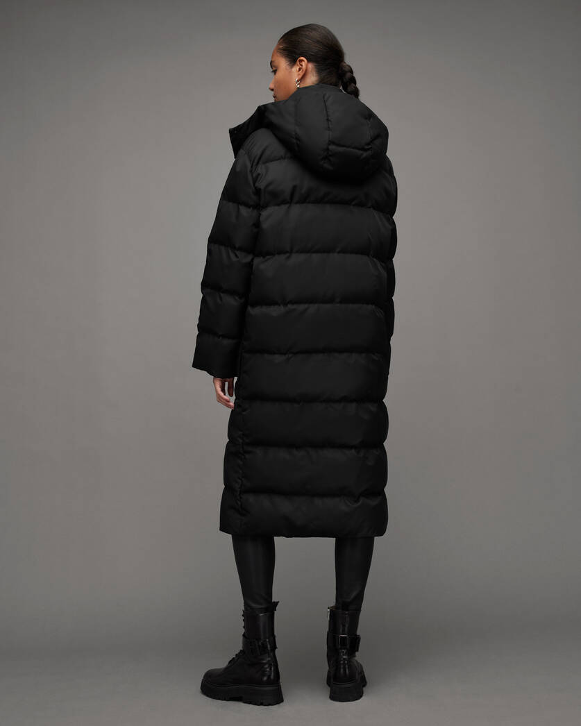 Allana Oversized Long Quilt Puffer Coat Black | ALLSAINTS