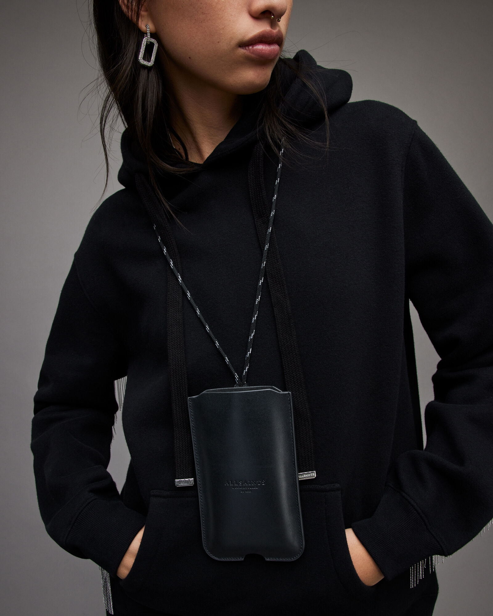Cybele Leather Phone Holder Black ALLSAINTS