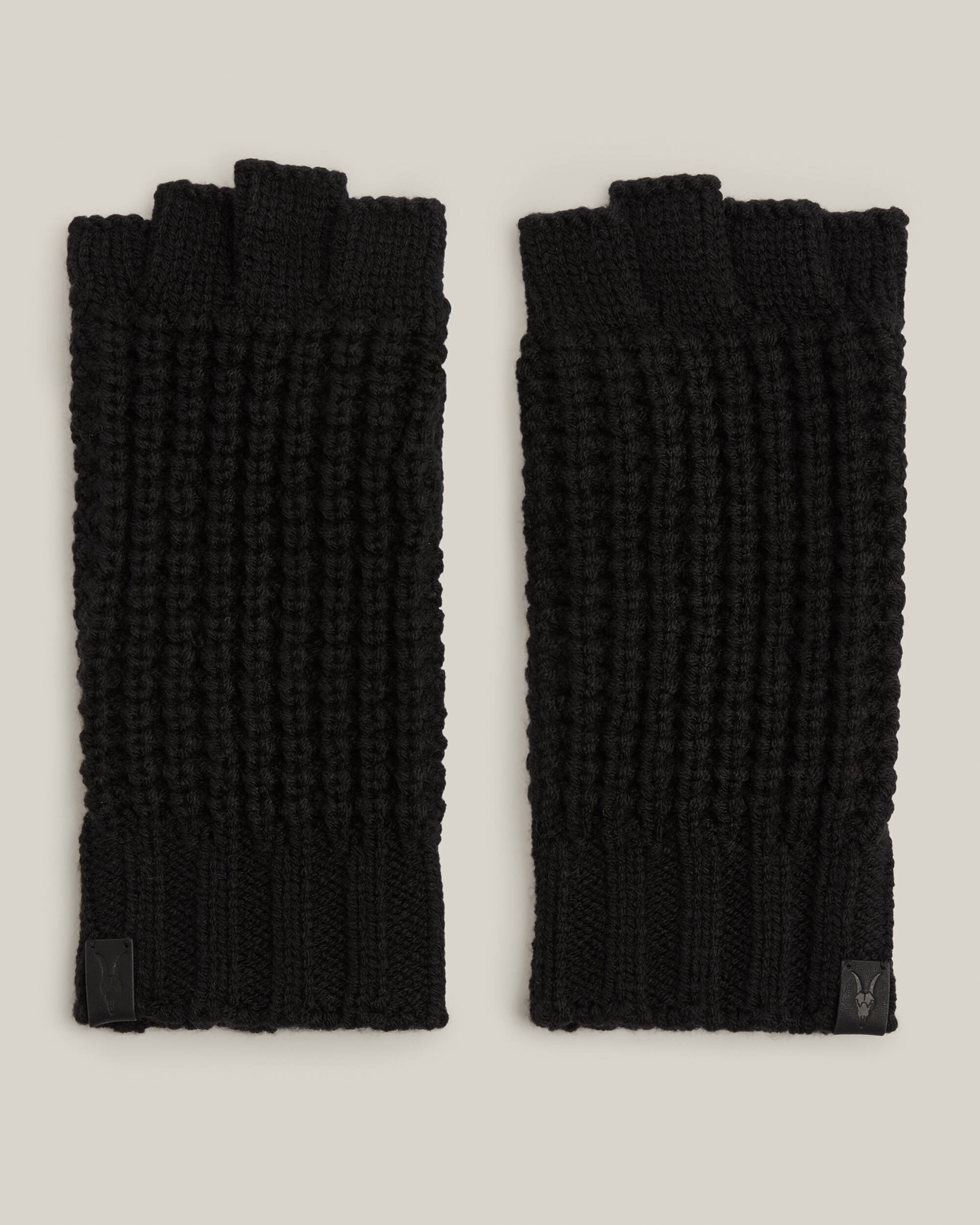 Nevada Ribbed Fingerless Gloves Black | ALLSAINTS