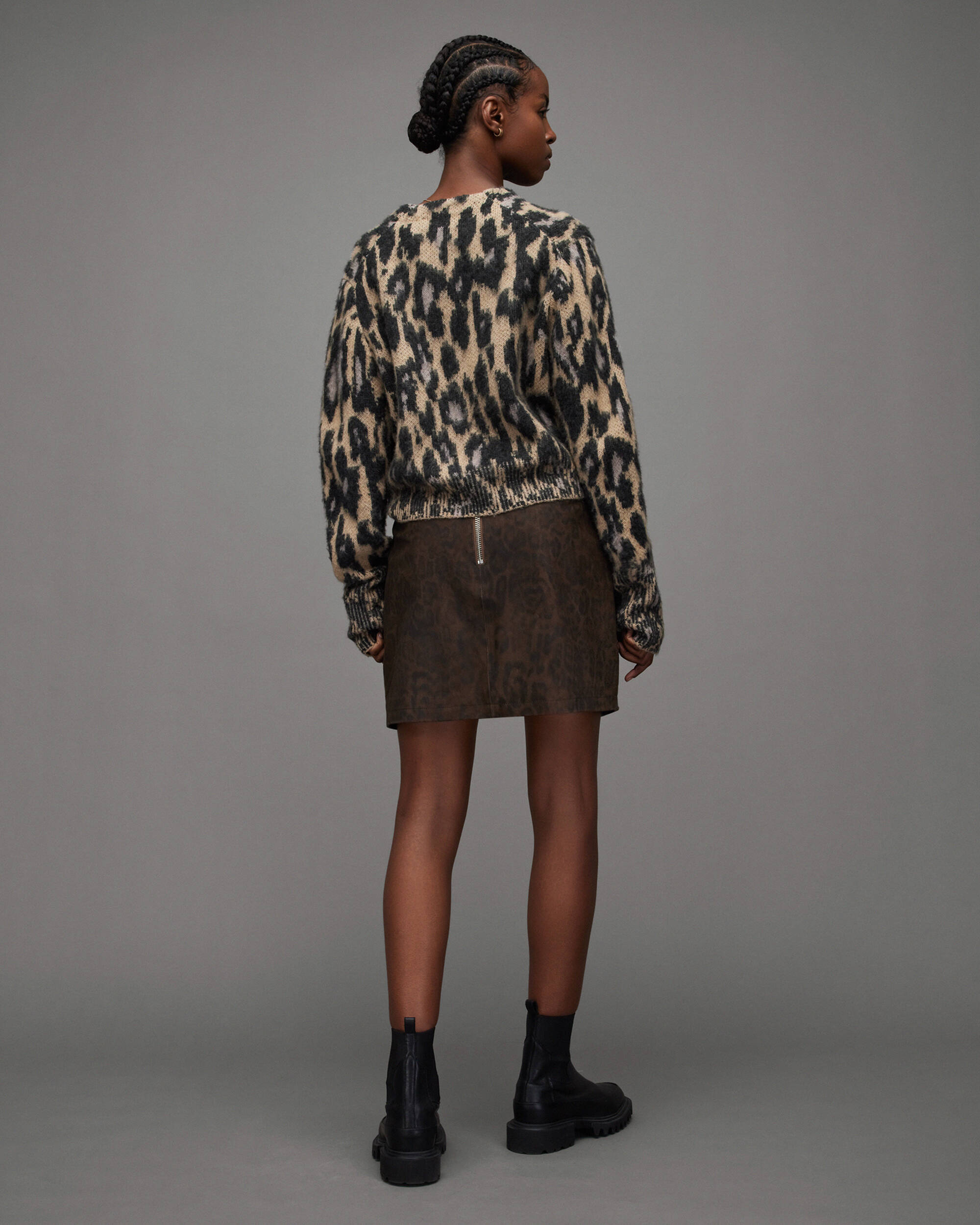 Lila Leather Leopard Print Skirt  large image number 6