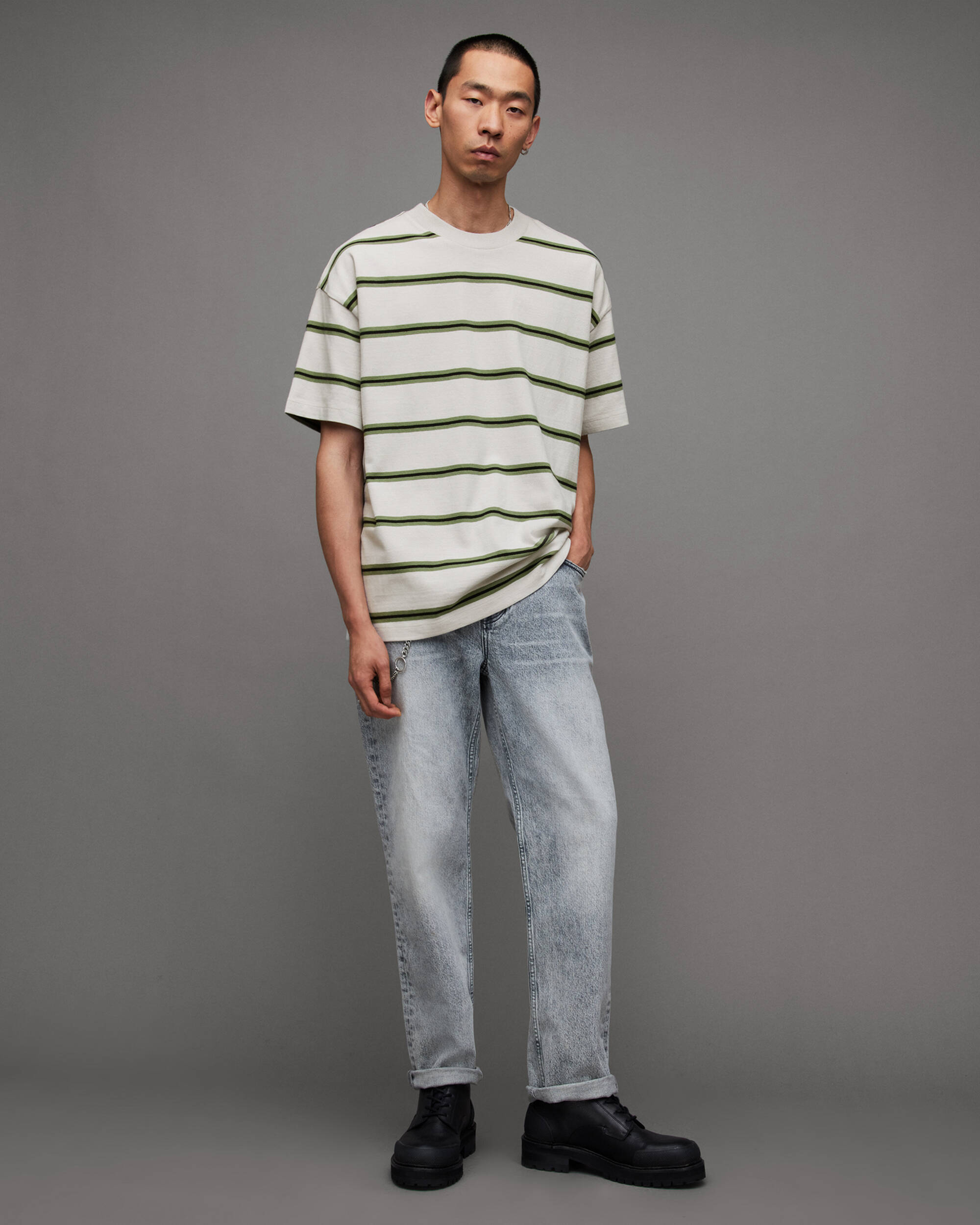 Arden Oversized Stripe Polo Neck T-Shirt  large image number 3