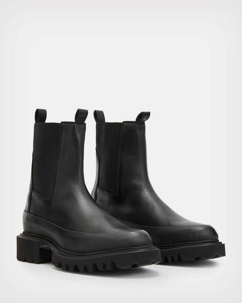 Harlee Chunky Sole Leather Boots Black | ALLSAINTS