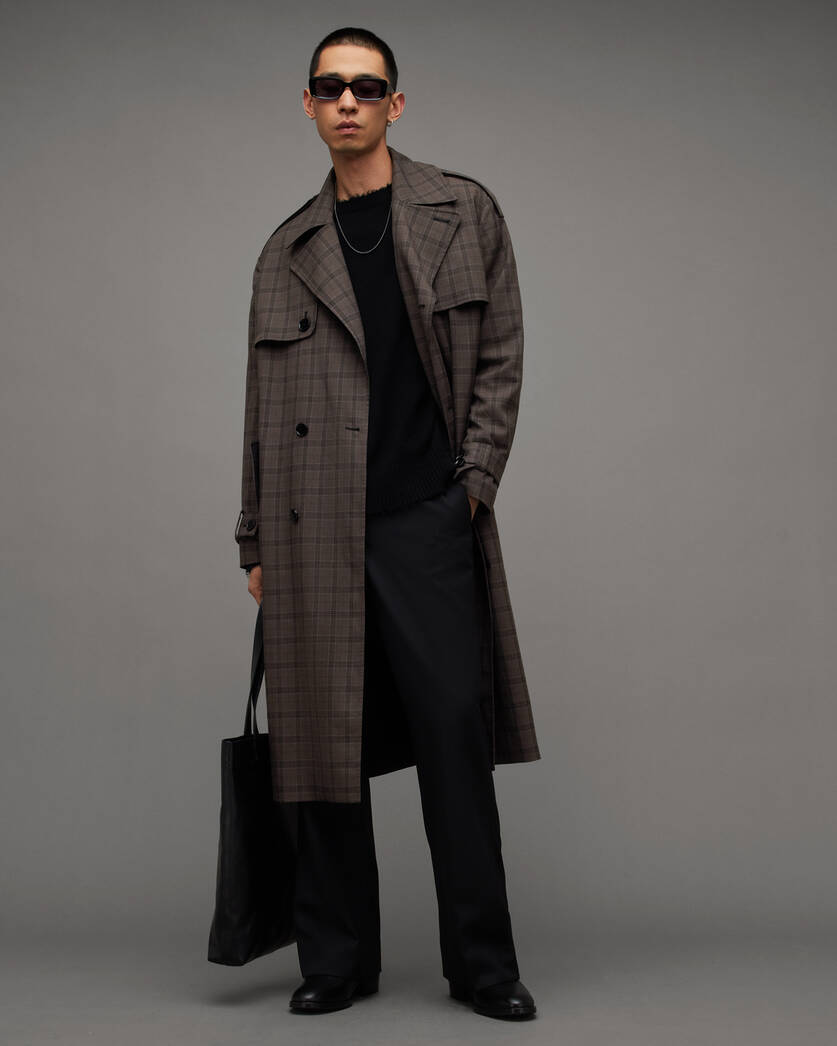 Castor Checked Oversized Trench Coat  large image number 1