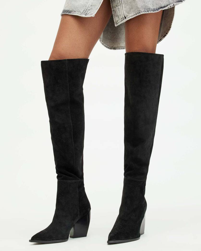 Reina Knee High Pointed Suede Boots  large image number 2