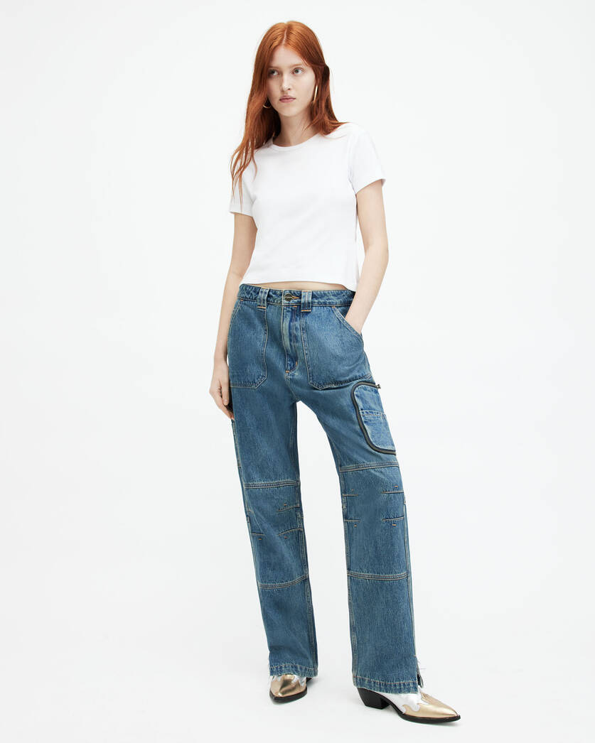 Florence Wide Leg Denim Cargo Trousers  large image number 4