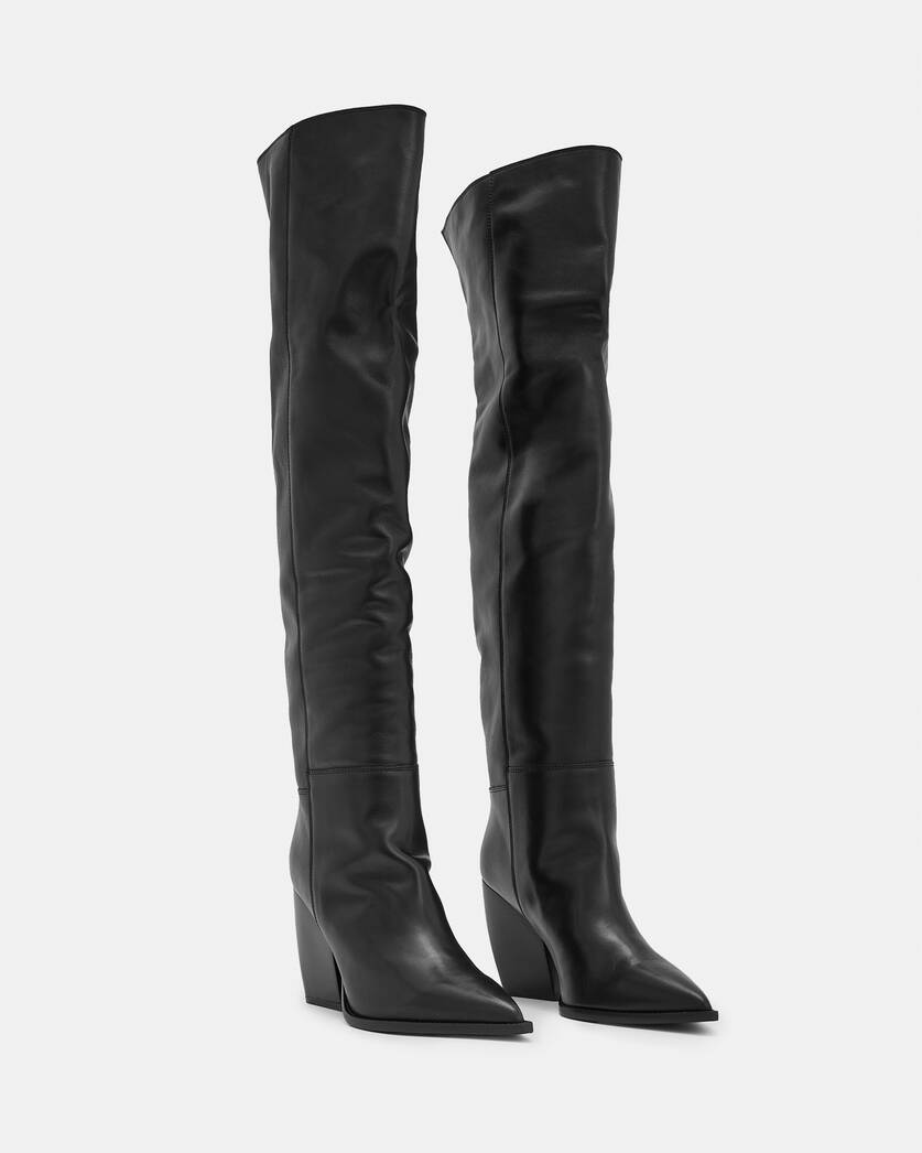 Reina Over Knee Leather Heeled Boots  large image number 4