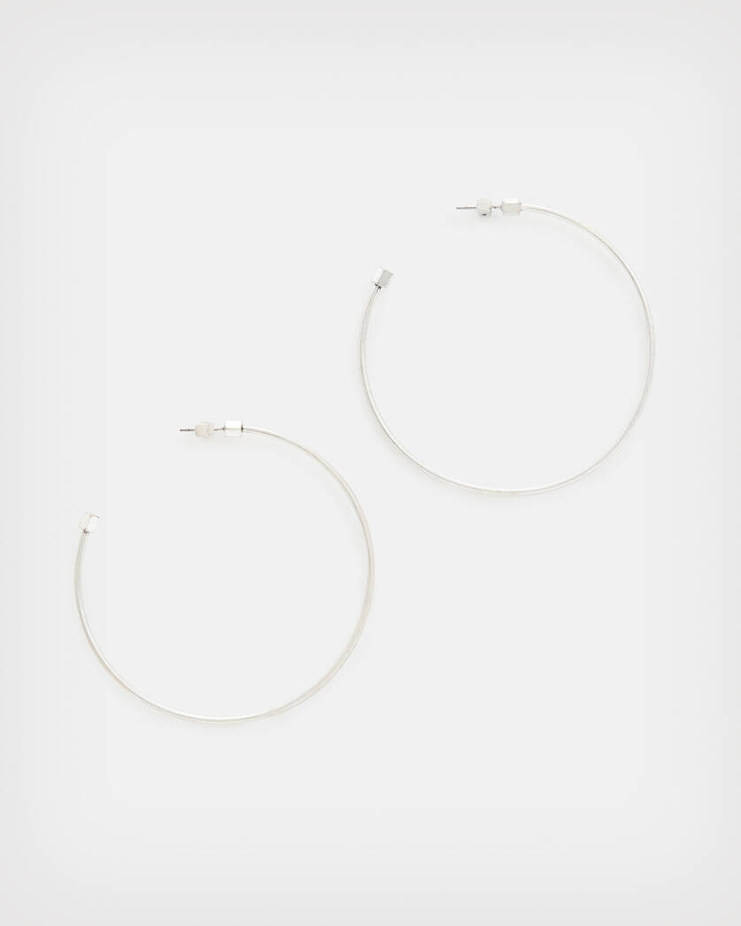 Skinny Silver-Tone Hoop Earrings  large image number 1