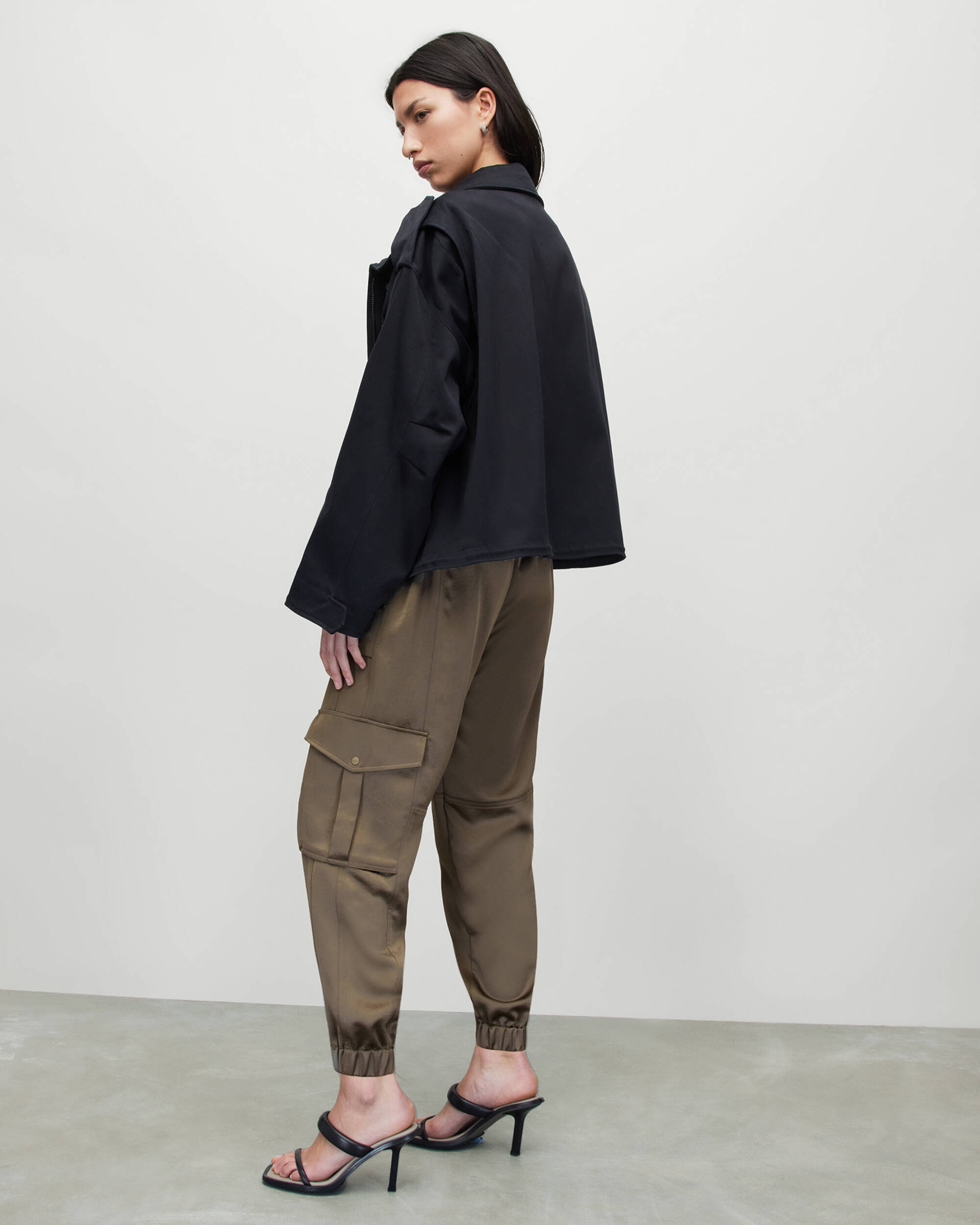 Astarte High-Rise Tapered Cargo Trousers OLIVE NIGHT GREEN | ALLSAINTS