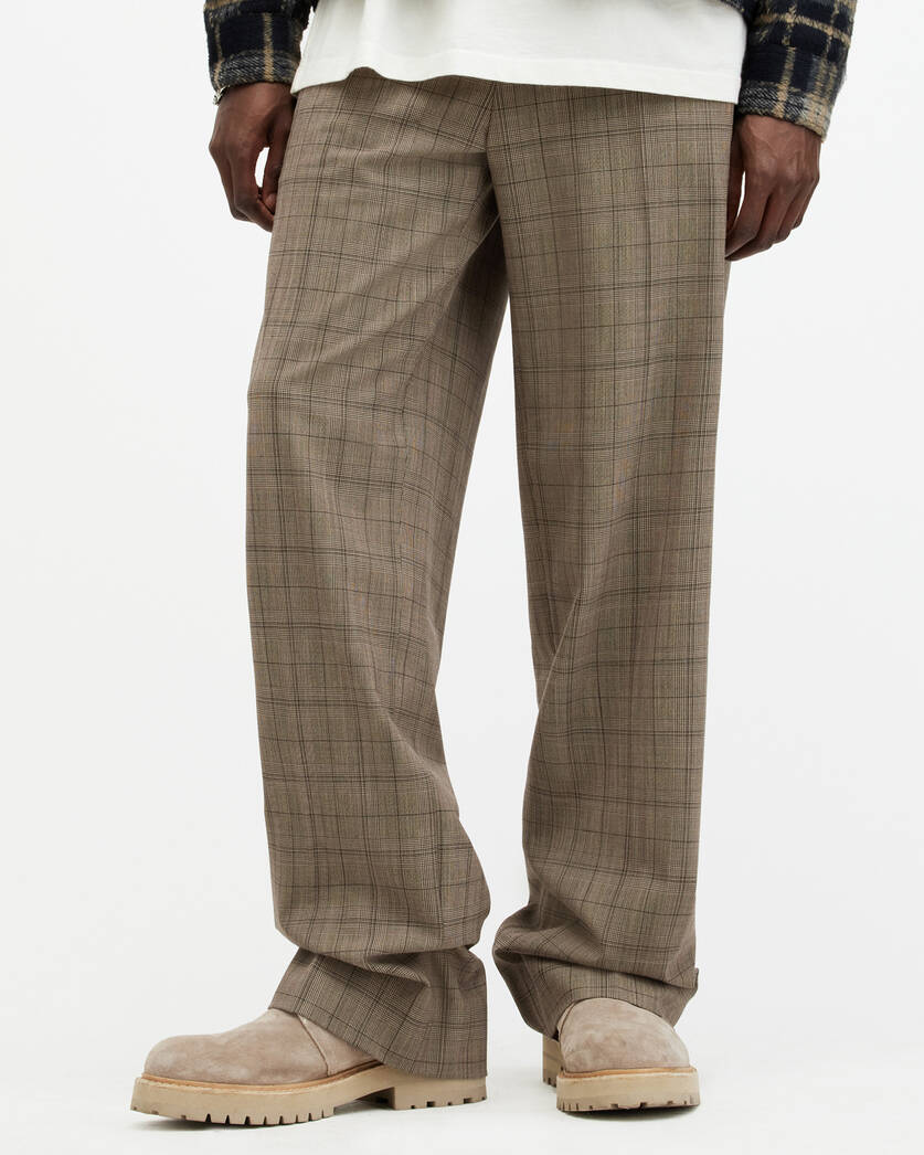Hobart Checked Straight Fit Trousers  large image number 1