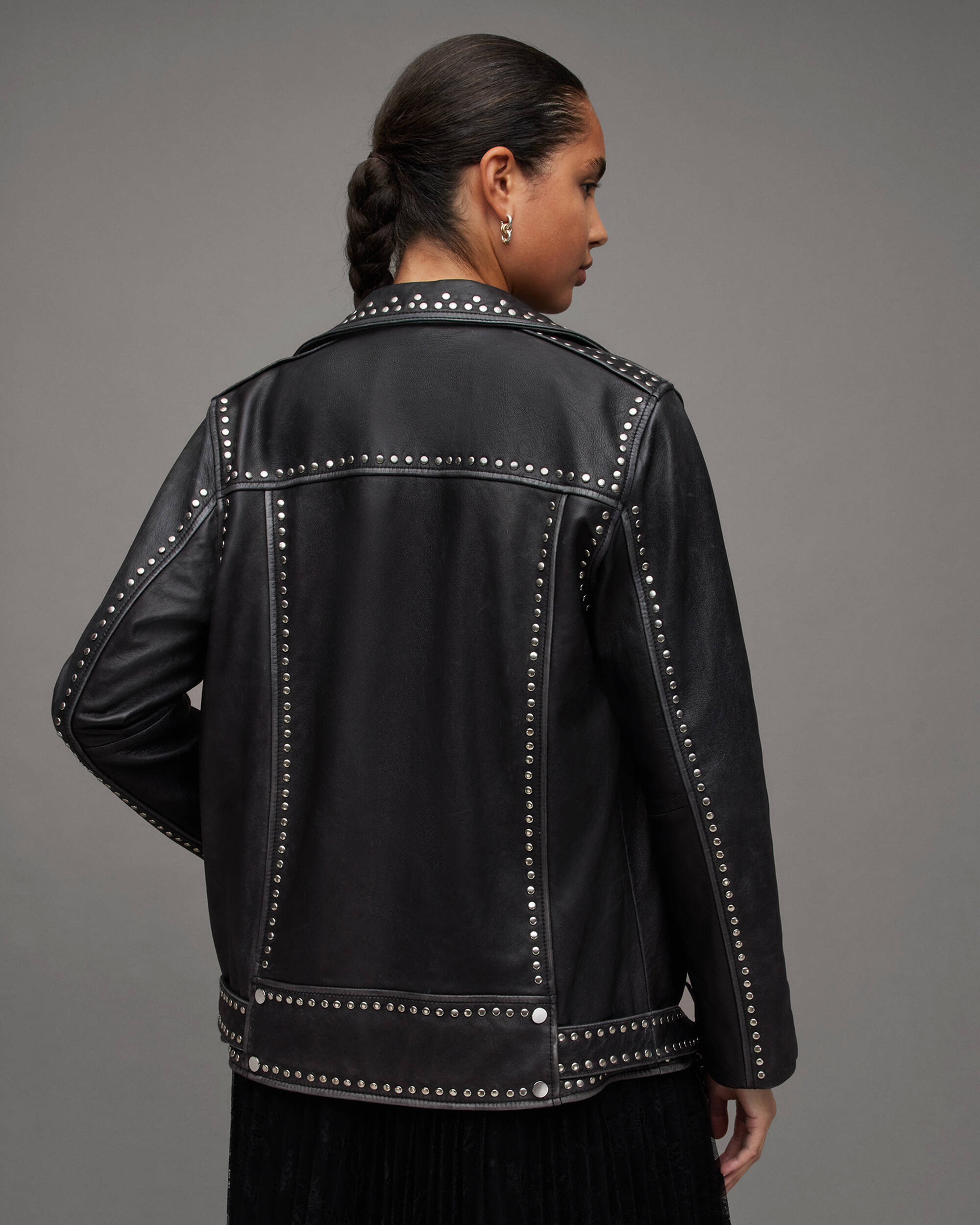 Billie Leather Rocker Studded Biker Jacket  large image number 5