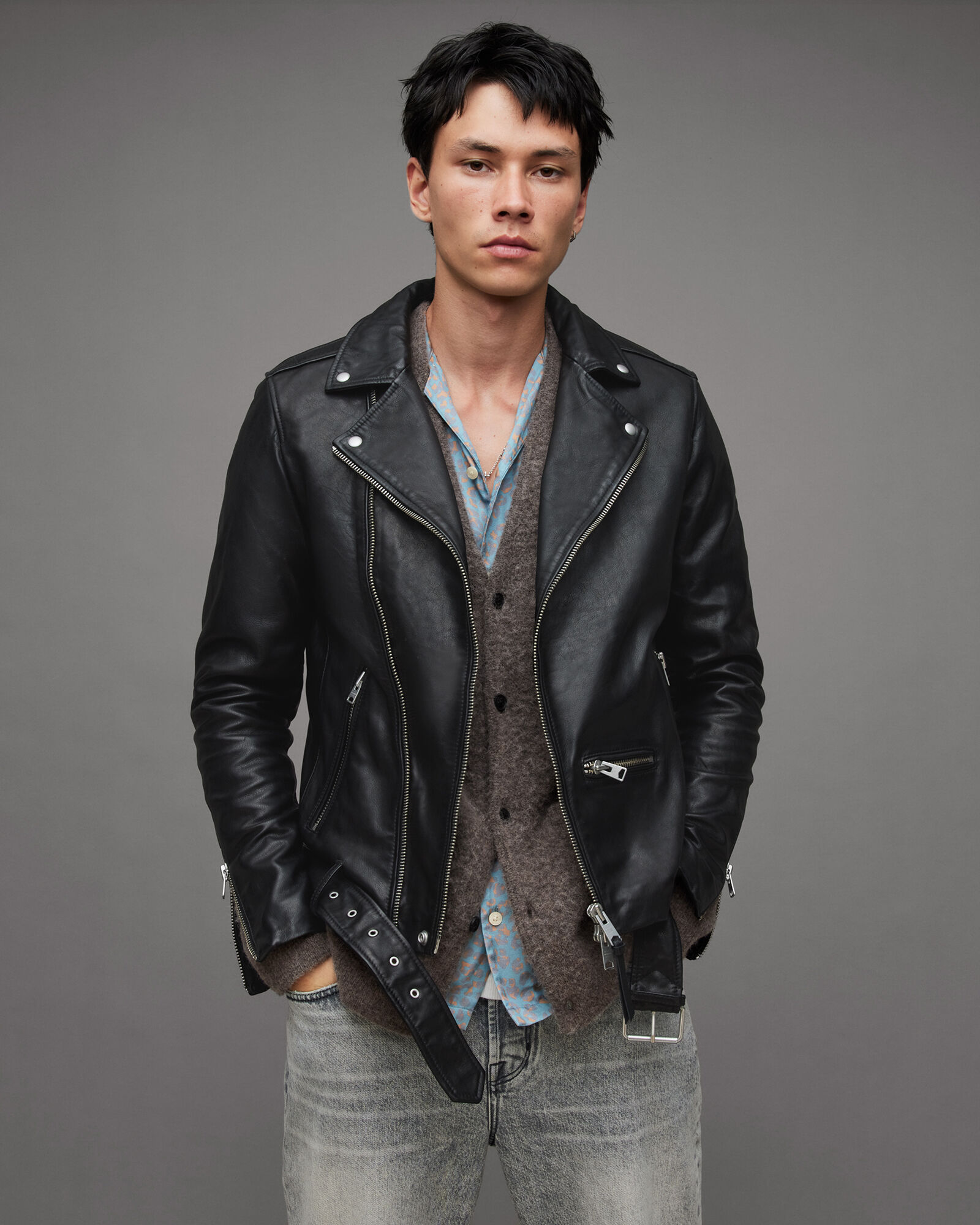 AllSaints wick Biker Jacket in Black for Men Mens Clothing Jackets Leather jackets 