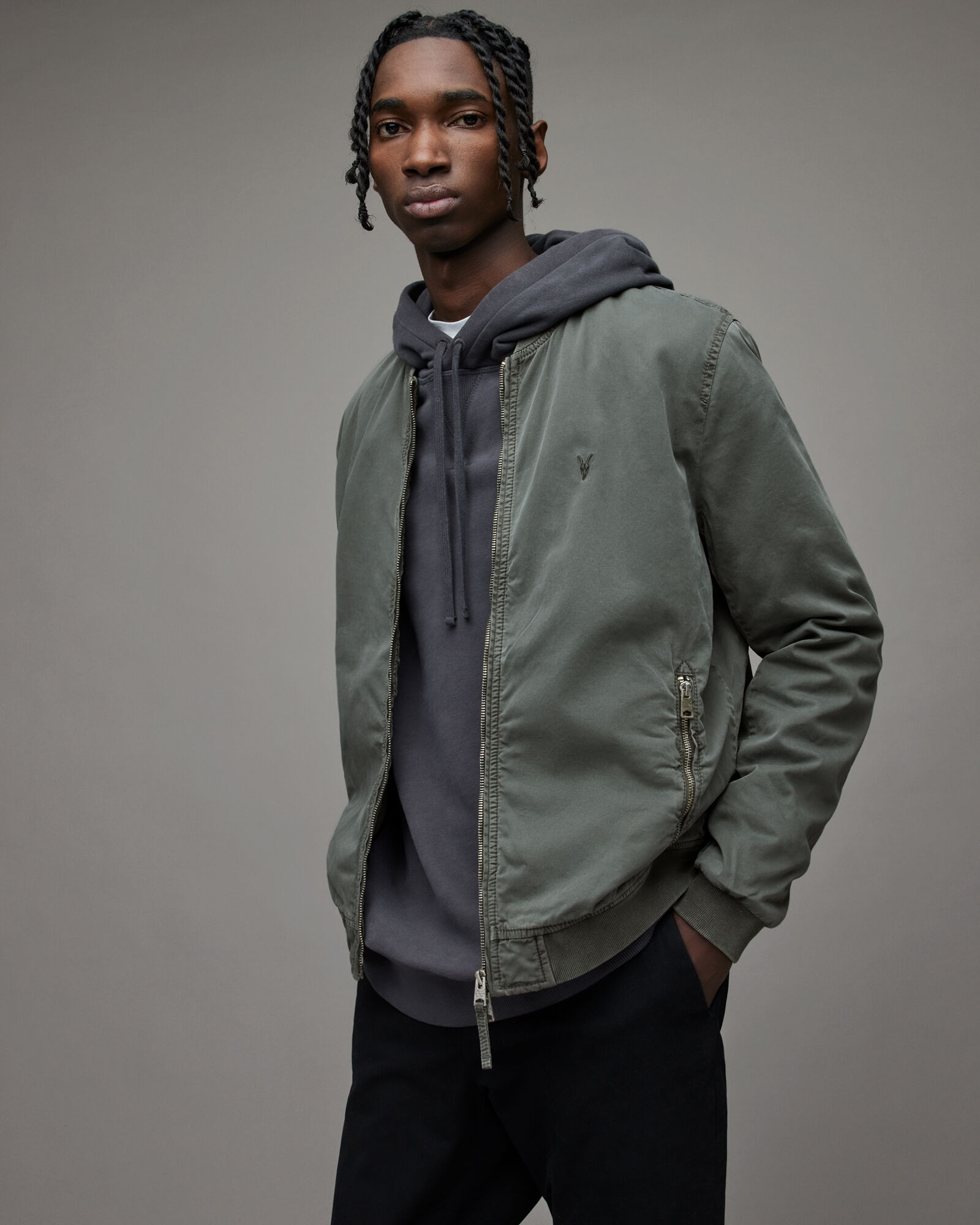 Lows Bomber Jacket PIPE GREY | ALLSAINTS