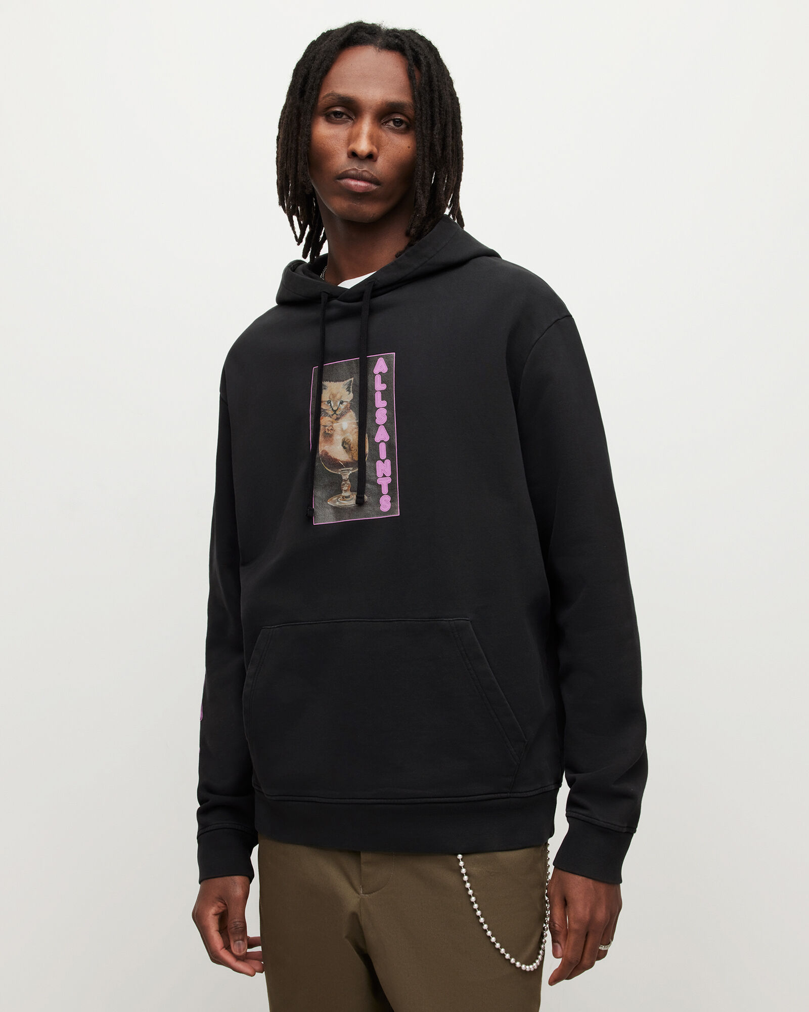 Sherry Pullover Hoodie Washed Black | ALLSAINTS
