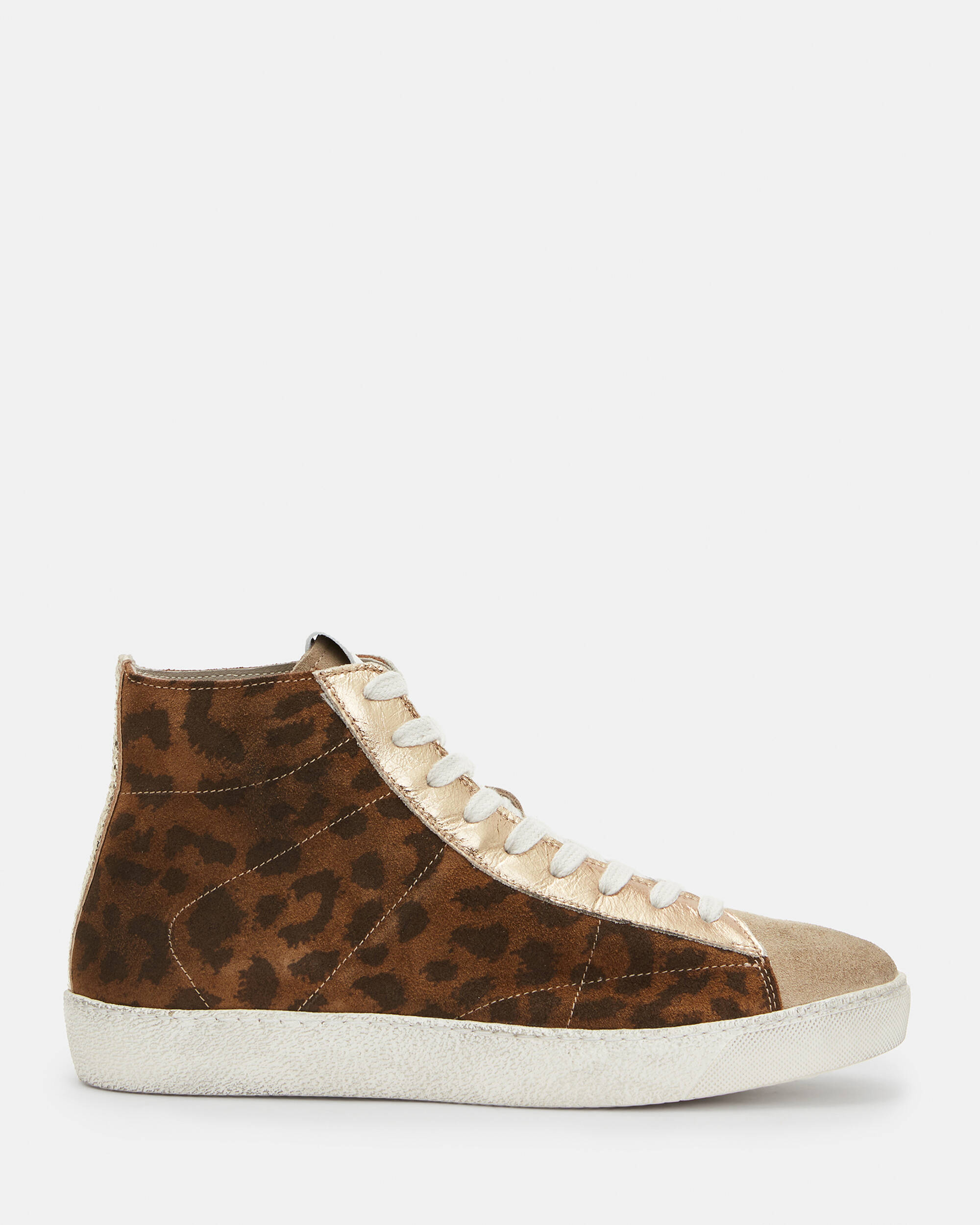 Tundy Leopard Leather High Top Trainers  large image number 1