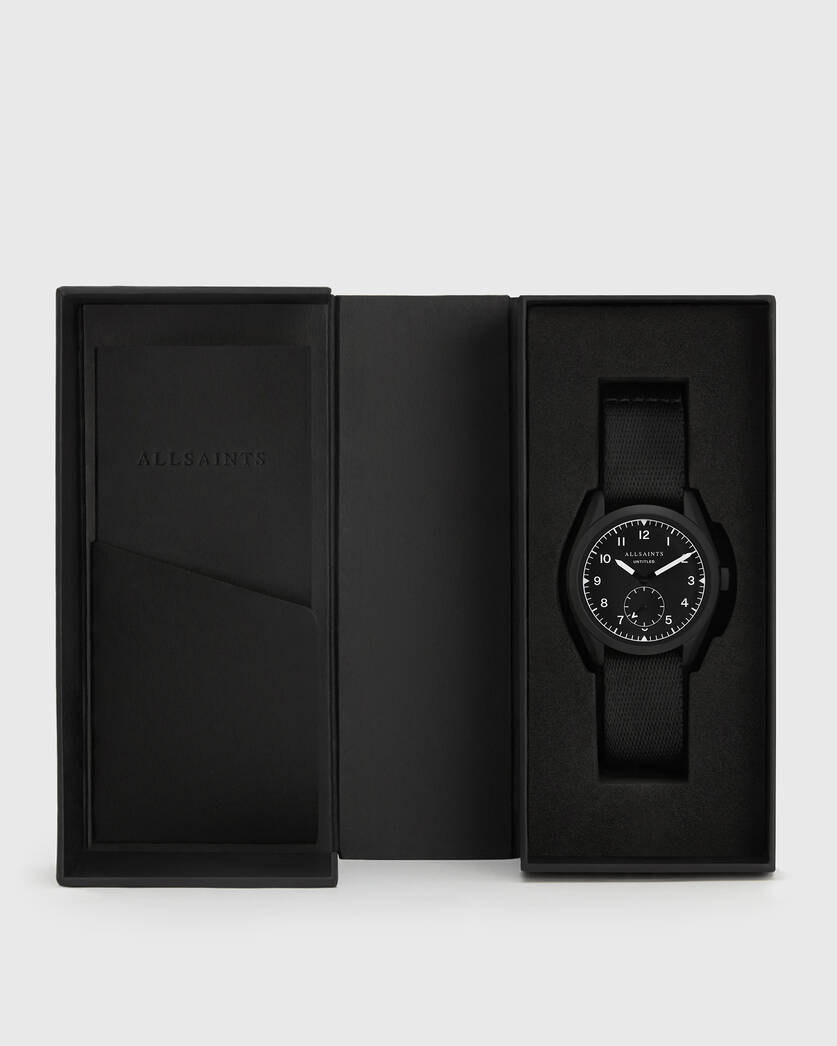 Untitled I Mattschwarze Uhr aus Edelstahl und schwarzem Nylon  large image number 5