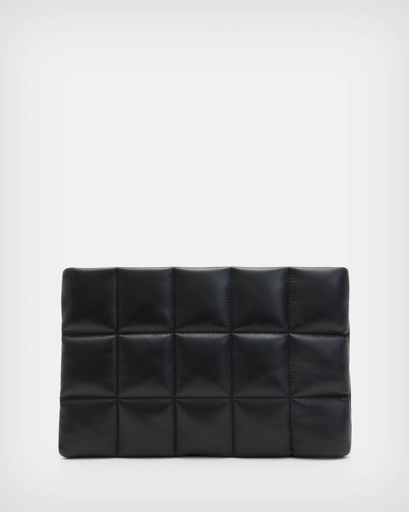 Bettina Leather Quilted Clutch Bag Black | ALLSAINTS