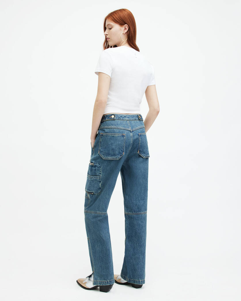 Florence Wide Leg Denim Cargo Trousers  large image number 8