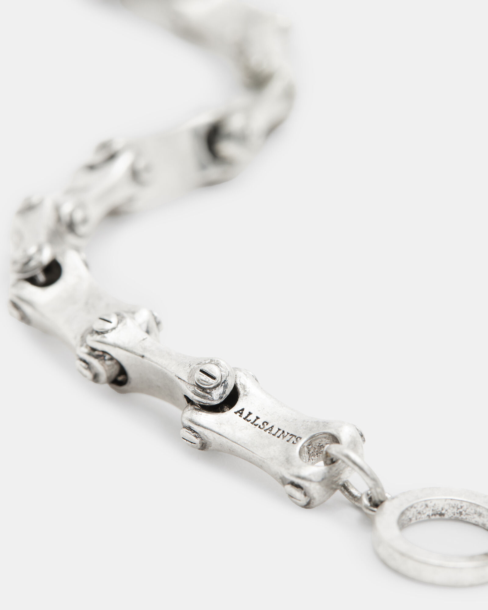 AllSaints Carabiner Sterling Silver Curb Bracelet, in Natural for Men | Lyst