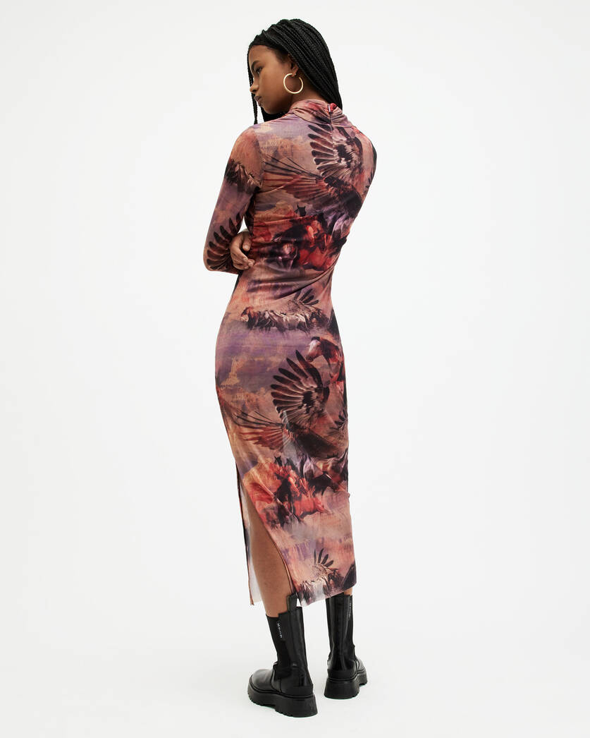 Tia Colca Mesh Printed Midi Dress  large image number 4