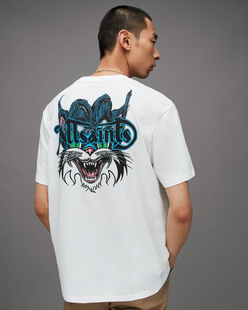 Retro Optic Print Graphic T-Shirt | ALLSAINTS TomKat White Crew