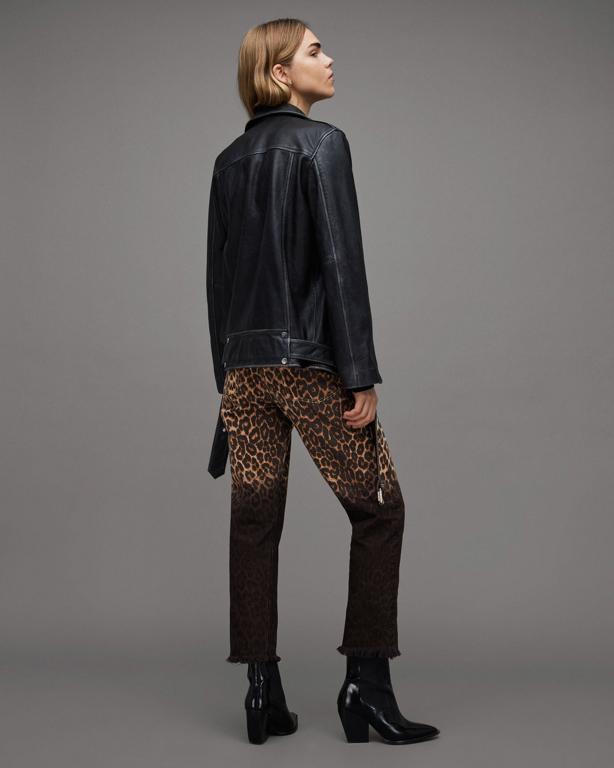 Rali Leopard Print Straight Denim Jeans  large image number 6