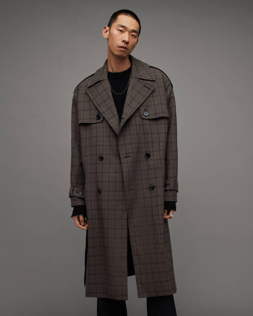 Castor Checked Oversized Trench Coat  large image number 3