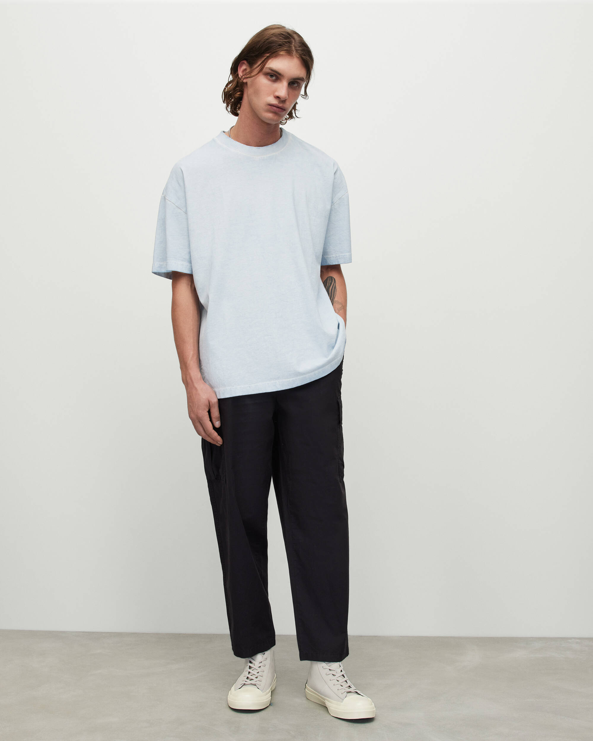 Max Oversized Crinkle Wash Crew T-Shirt CRYSTAL BLUE | ALLSAINTS