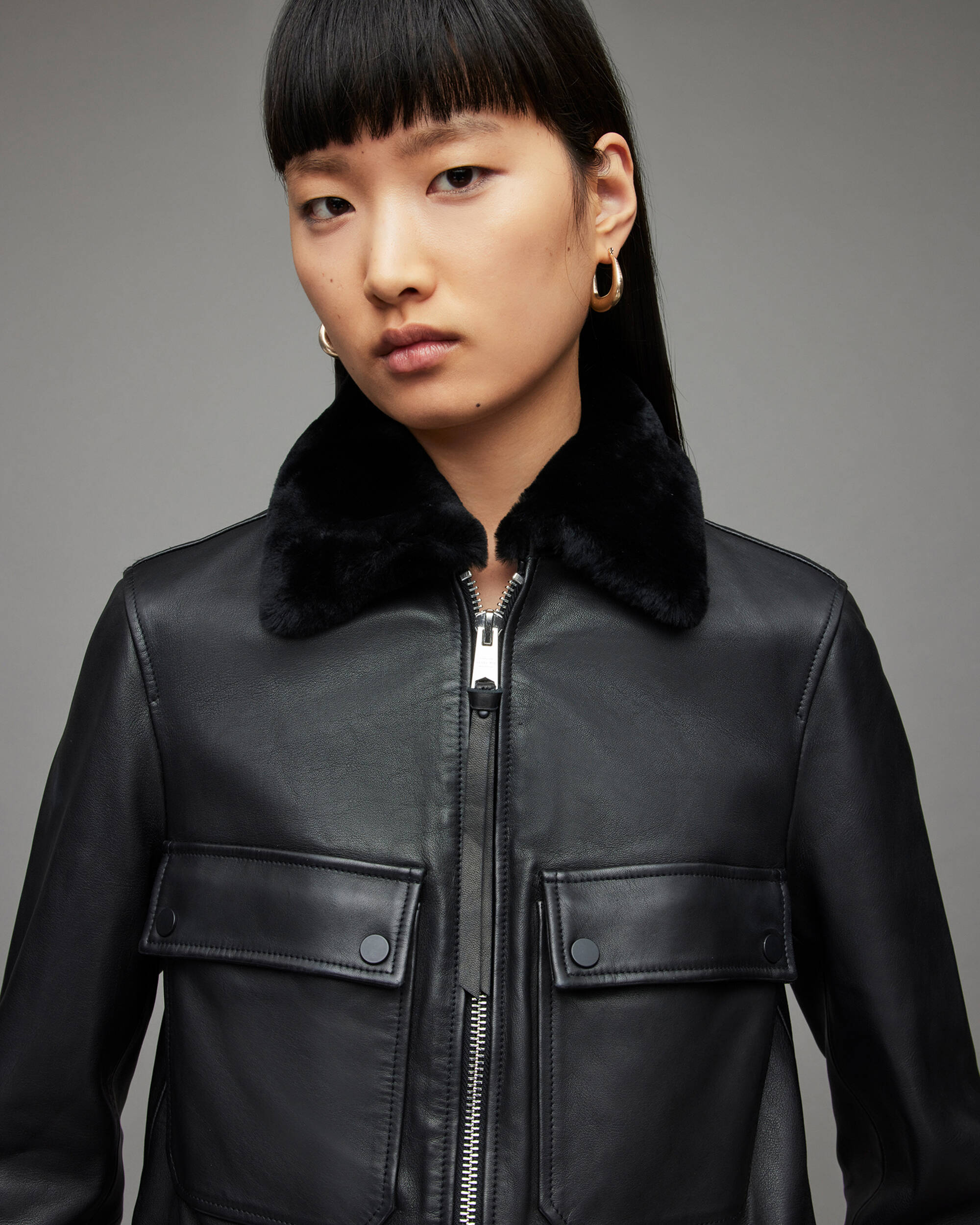 Safiya Leather Jacket Black | ALLSAINTS